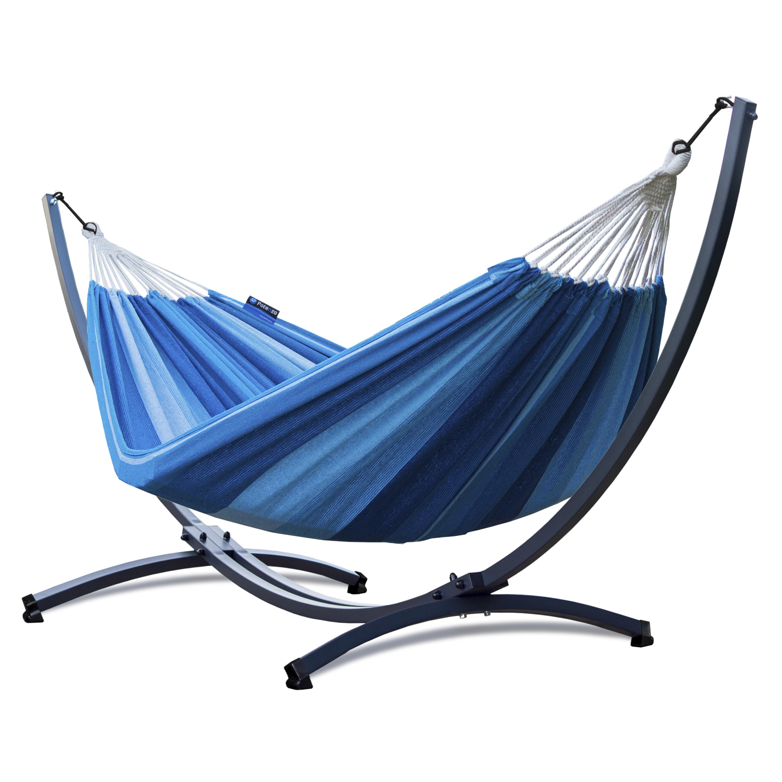 Potenza Hamac sur Pied en Acier Galvanisé à Chaud | Hamac Double pour 2 Personnes | 220x160 cm | 220 kg | Testé jusqu'à 350 kg | Fabriqué en UE | Pacifique