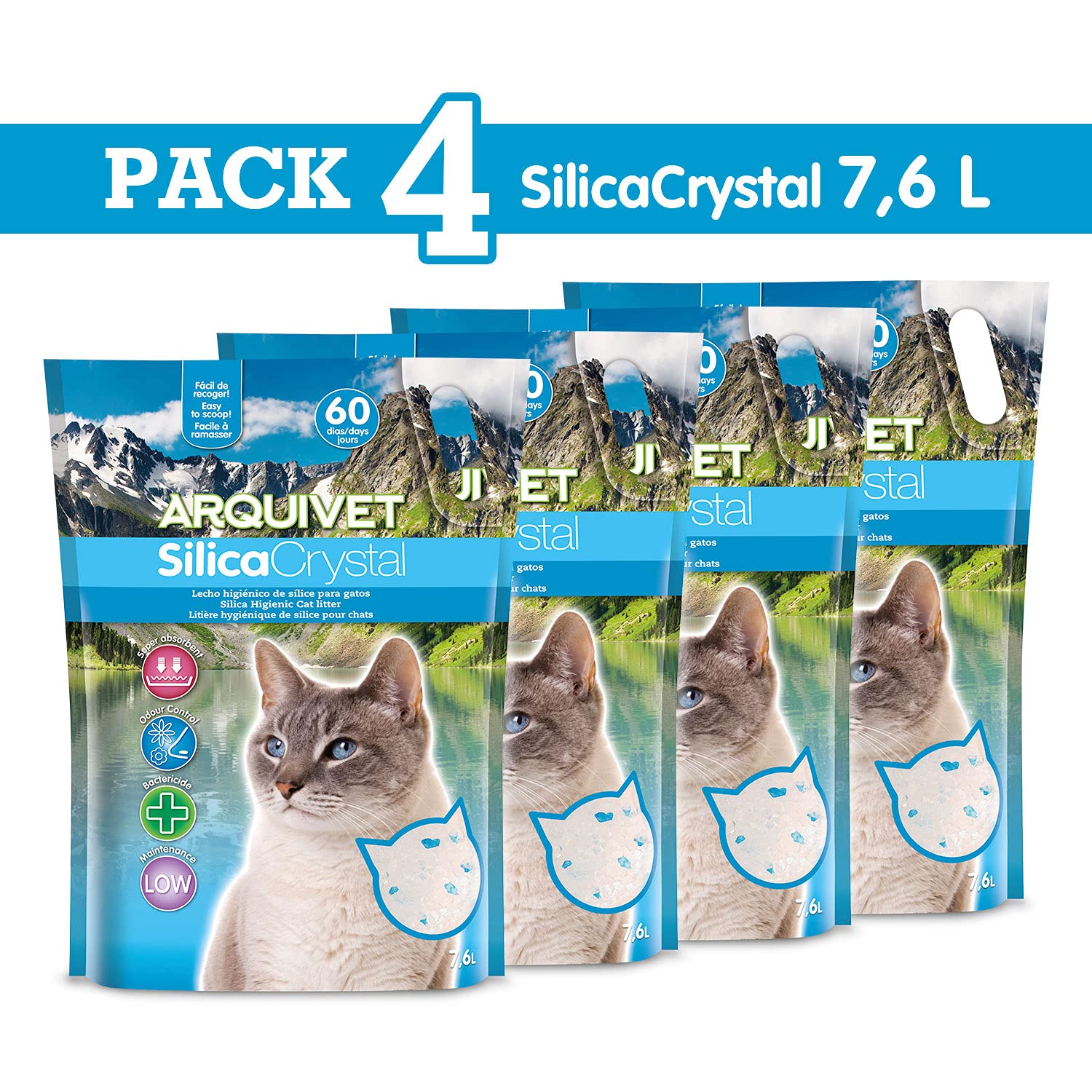 Arquivet Silica Crystal, 4 sztuki w opakowaniu 7,6 l