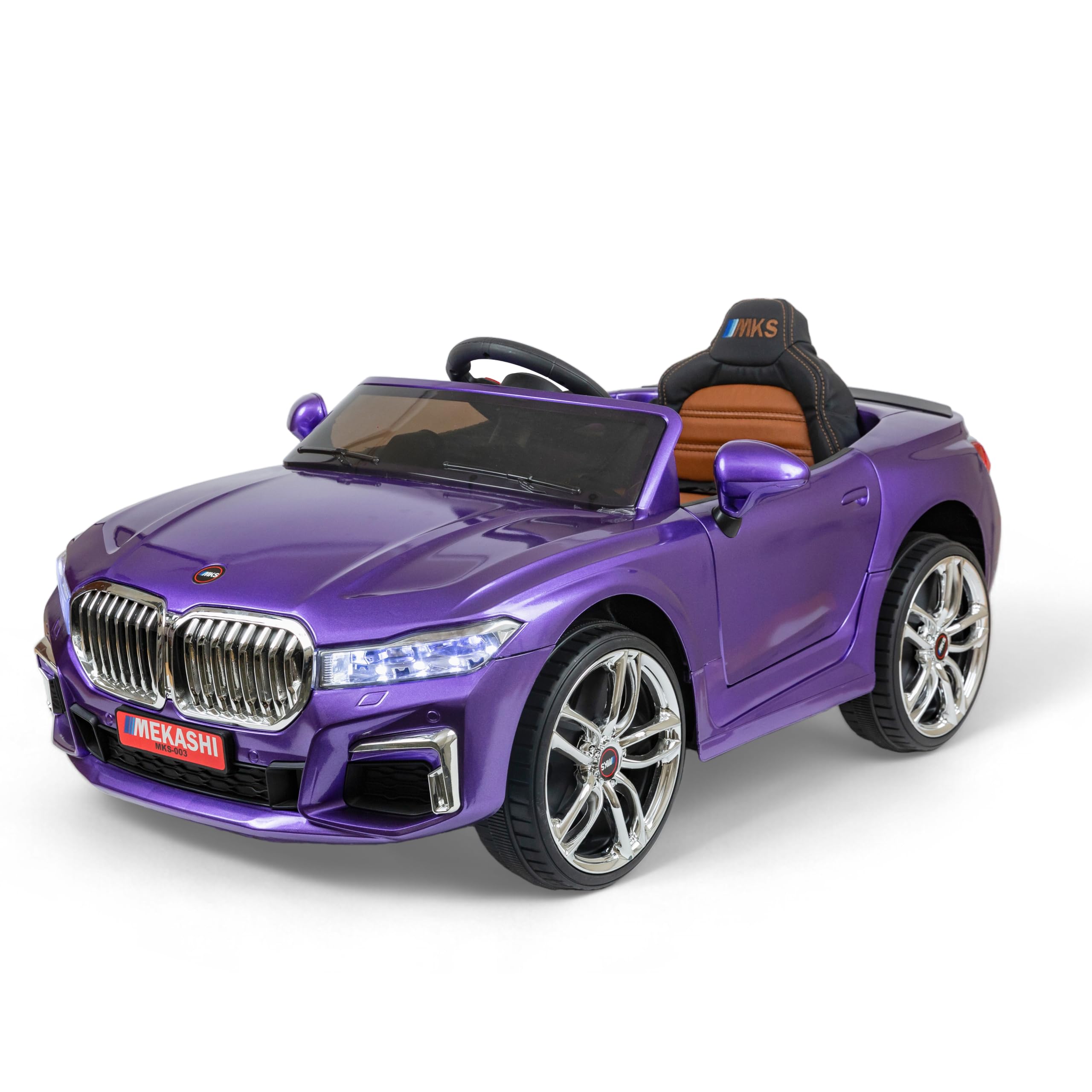 MEKASHI Electric Ride on Car for Kids, Parental Remote, 12V Rechargeable Battery, 3 Speed, LED Lights, Music, Bluetooth, 1 to 7 years, Swing Function, Long Wheelbase, ISI Mark, MKS003D-Metallic Violet