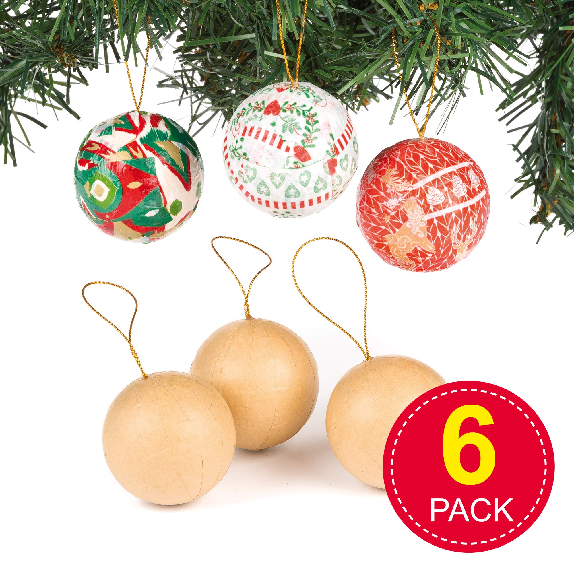 Belen Navidad Baker Ross FC117 - Bolas De Madera De Navidad, Paquete De 12, Haz Tus Propias Decoraciones De Navidad, Manualidades De Madera Para Niños, Decoraciones Stranger Things Taza