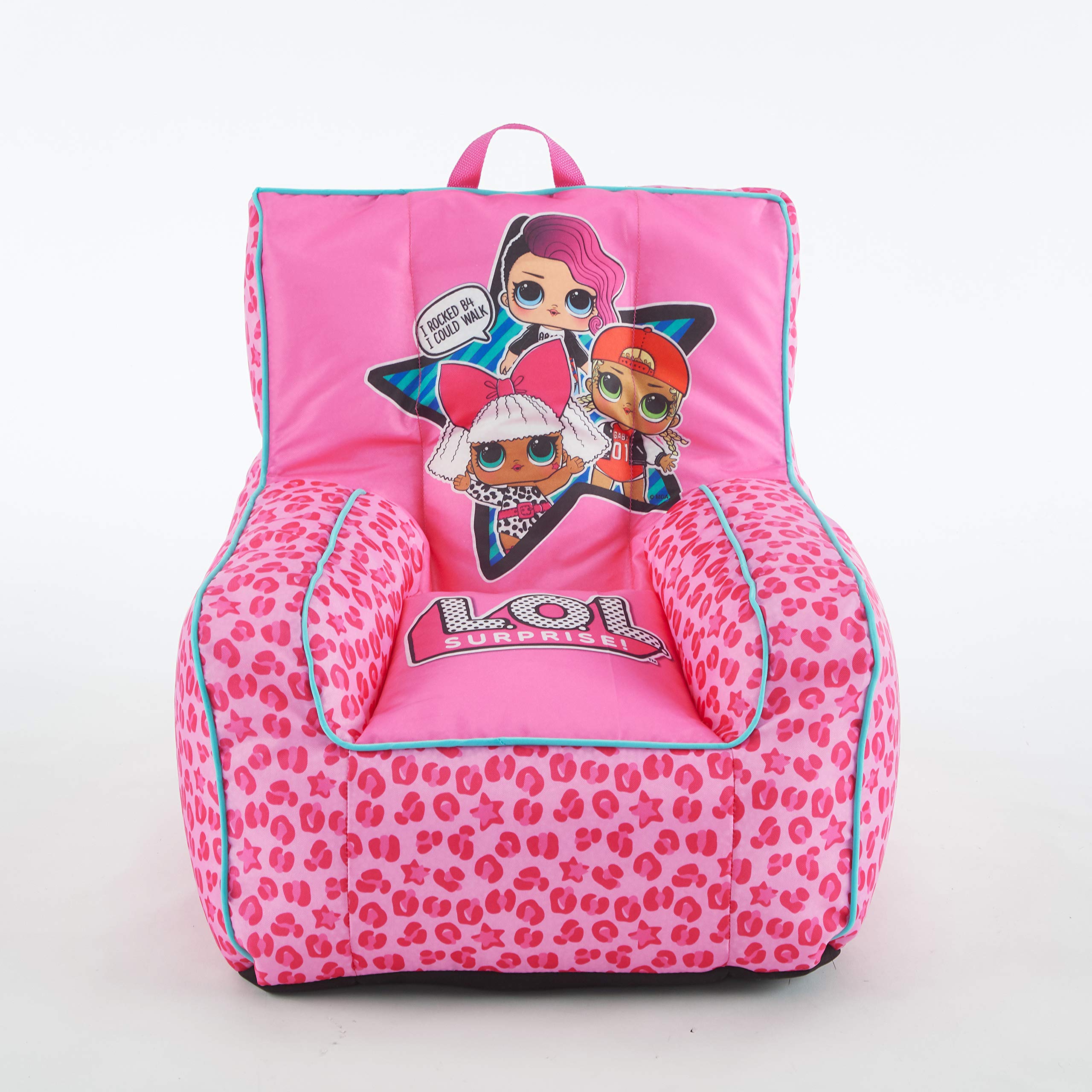 Idea Nuova LOL Surprise Kids Nylon Bean Bag Chair with Piping & Top