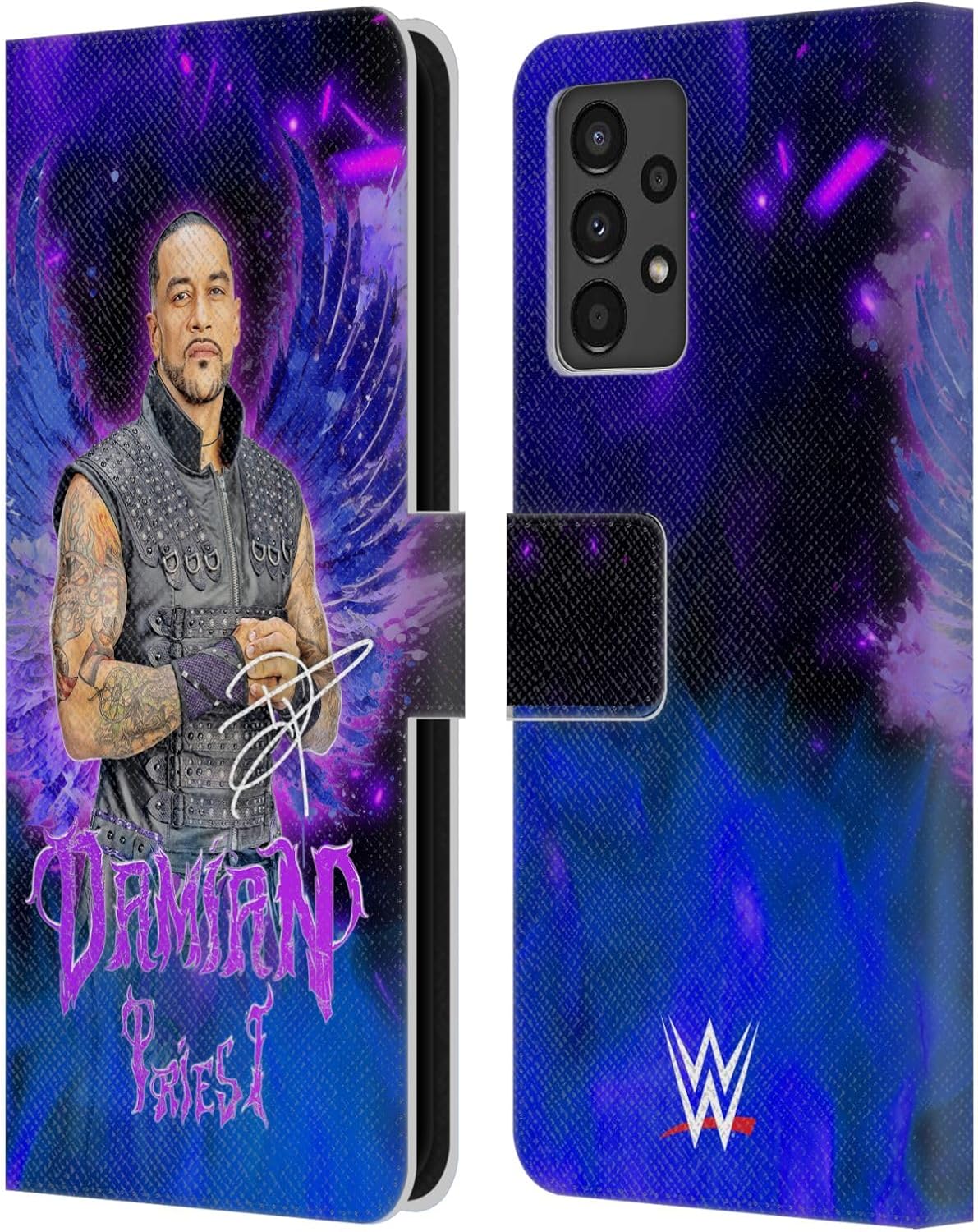 Head Case Designs Officially Licensed WWE Portrait Damian Priest Leather Wallet Case Compatible with Samsung Galaxy A13 (2022)