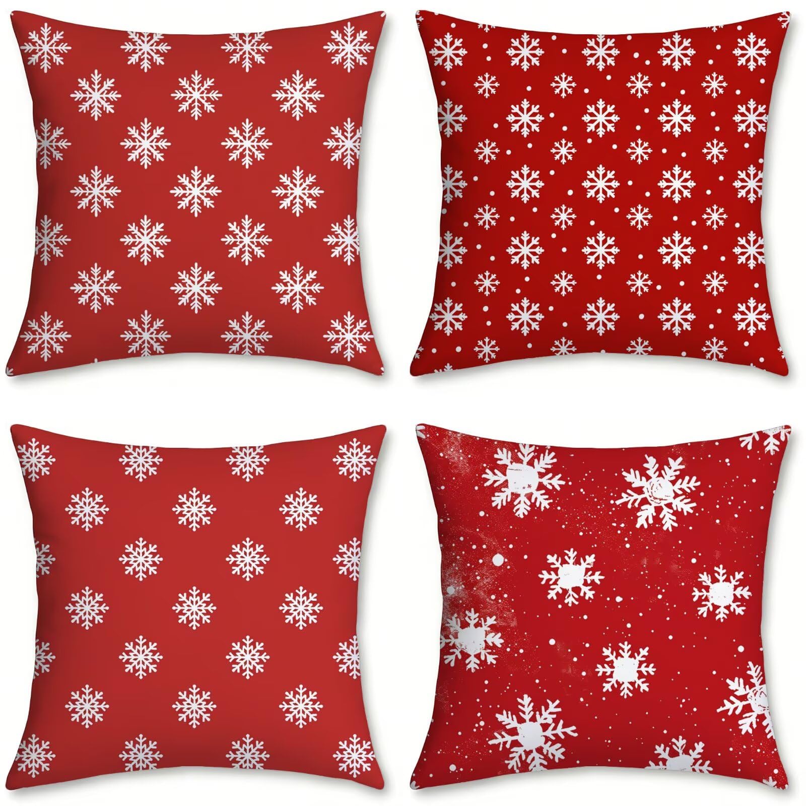 Coussin exterieur impermeable o-760 contre l'humidite : Lot 4 housses lin 55x55 rouge