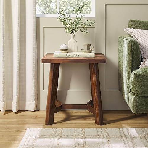 Walker Edison Colt Modern Farmhouse Solid Wood Square Side Table,