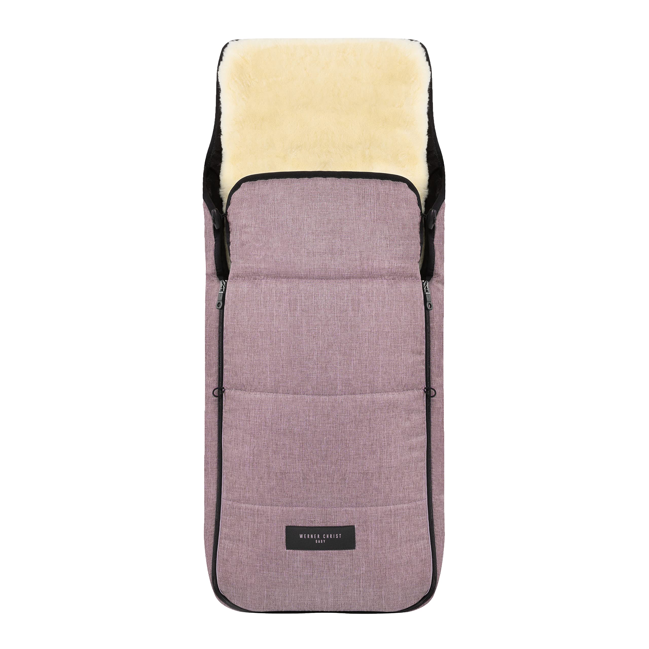 CHRIST WERNER BABY - Coprigambe invernale in pelliccia di agnello, con fodera in vera pelliccia rimovibile, utilizzabile come inserto per passeggino (2 in 1) in rosa