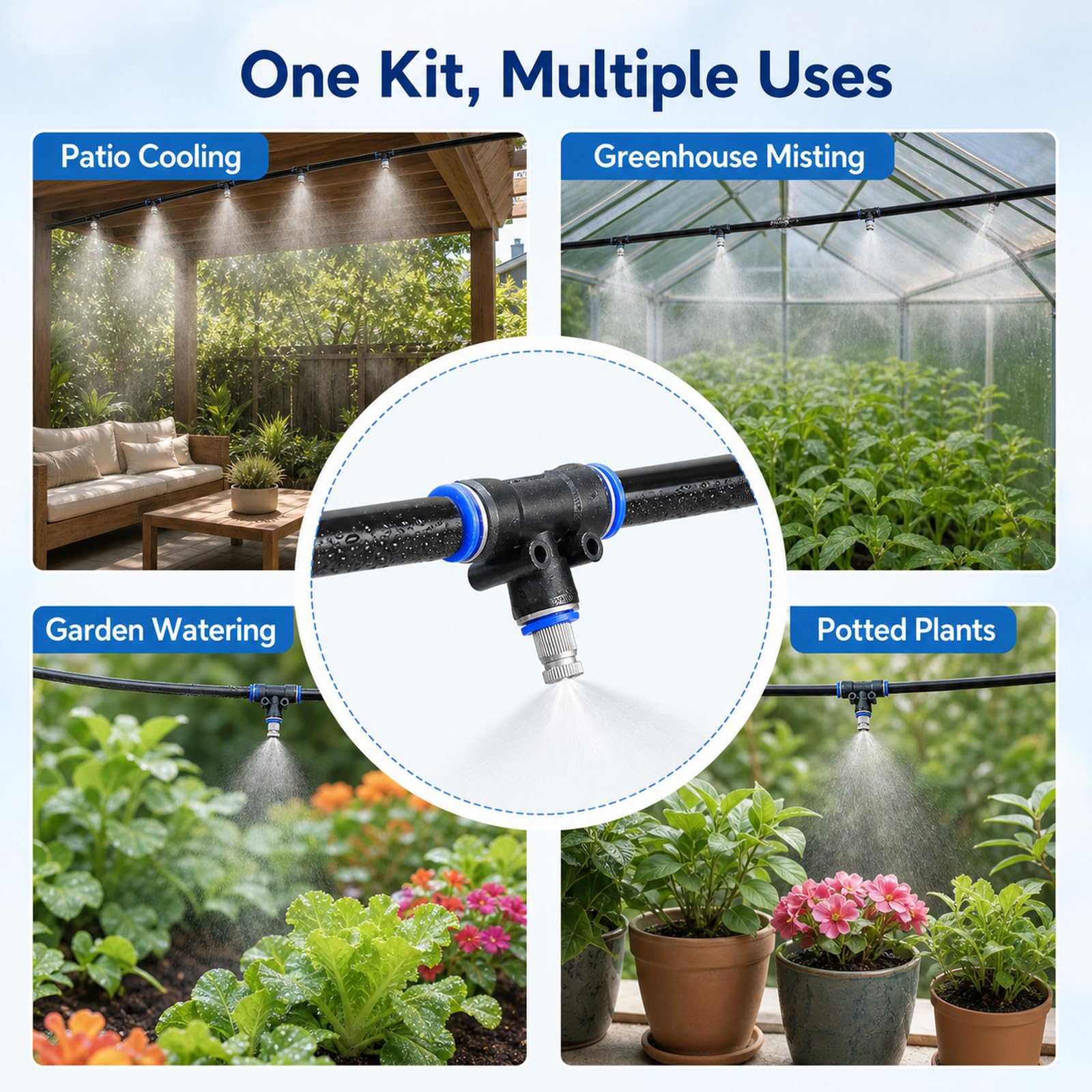 Impianto Irrigazione Giardino,Nebulizzatore per Terrazza Esterno,Kit Irrigazione Goccia Giardino,Leak-Proof And Rust-Proof,Suitable for Patios And Potted Plants