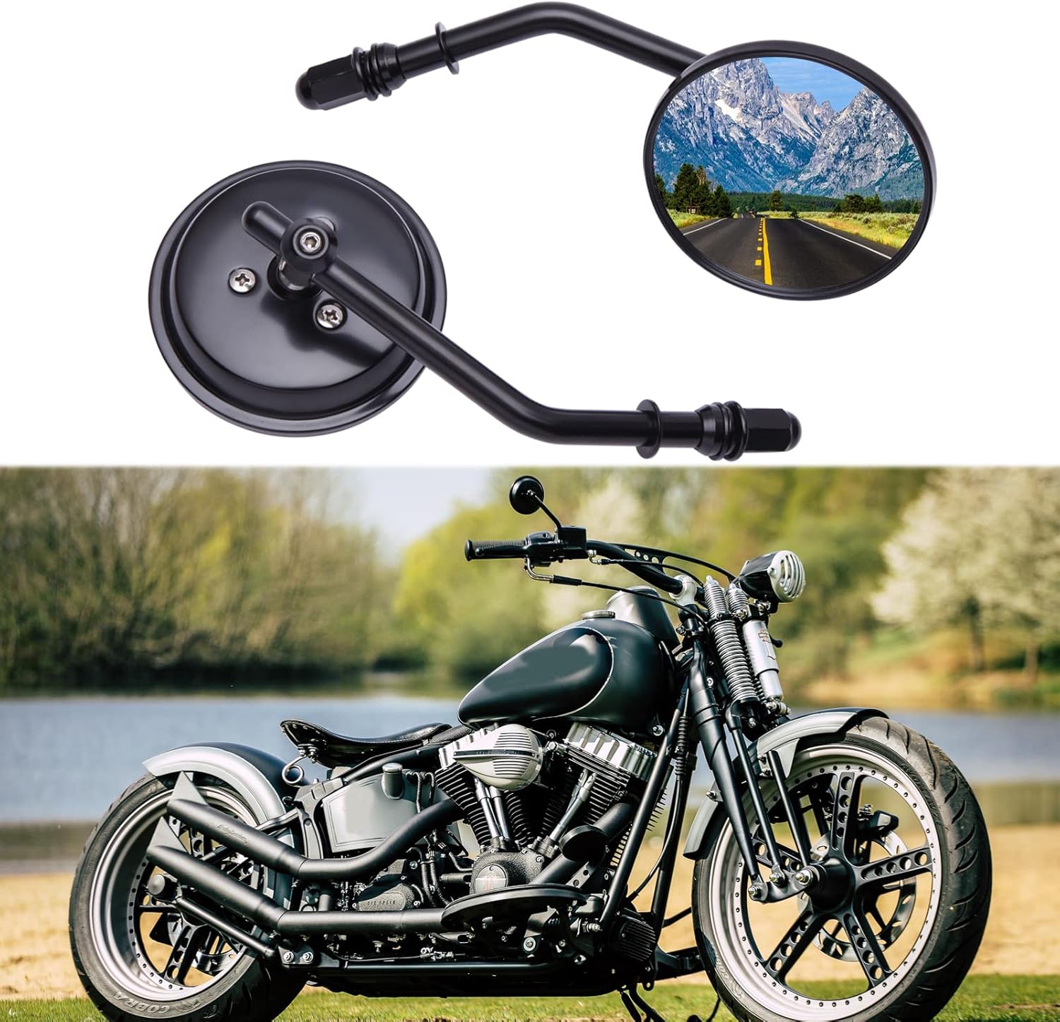 Mini espejos laterales redondos negros para motocicleta, compatibles con Sportster Dyna Softail Road King Street Electra Glide Road Glide 1982-2018