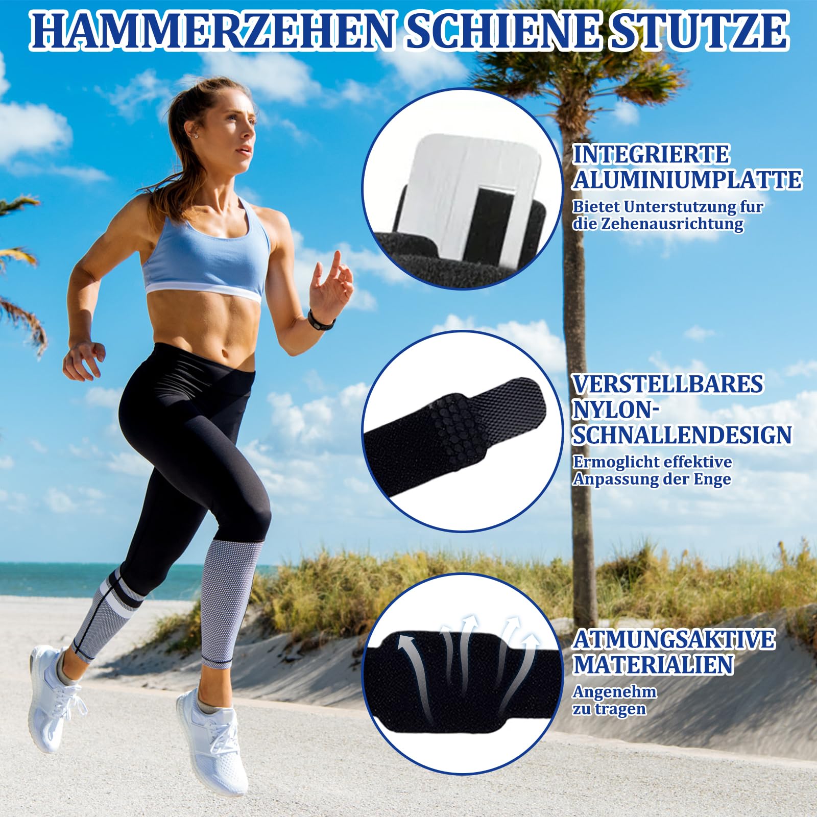 2 Stück Hammerzehen Korrektur, Hammerzehenpolster Mit Aluminiumplatte, Hammerzehen Schiene, Unisex, Zur Korrektur Von Hammerzehen, Gebrochenen Zehen und Krummen Zehen (Schwarz)