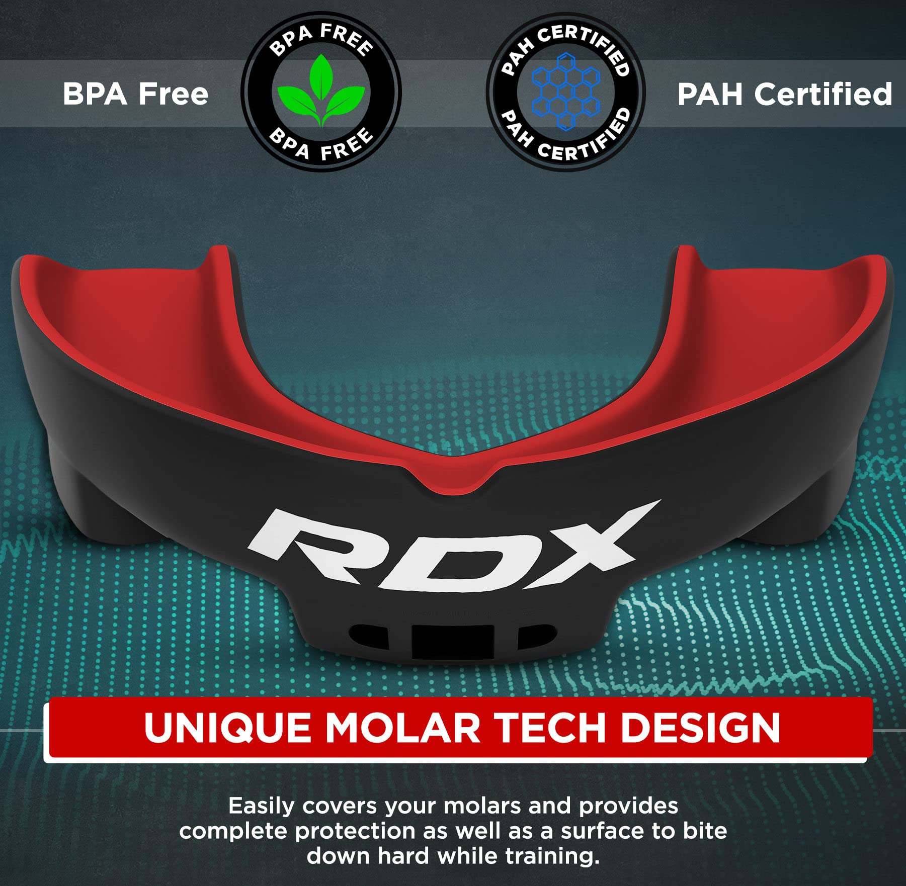 RDX Paradenti Boxe, Paradent per Gli Sport da Unisex Combattimento, Rugby, Football Americano, Kick Boxing, Muay Thai, Karate e MMA, Ideale Facilmente Adattabile con Custodia, Adulti sopra i 12 Anni - 3