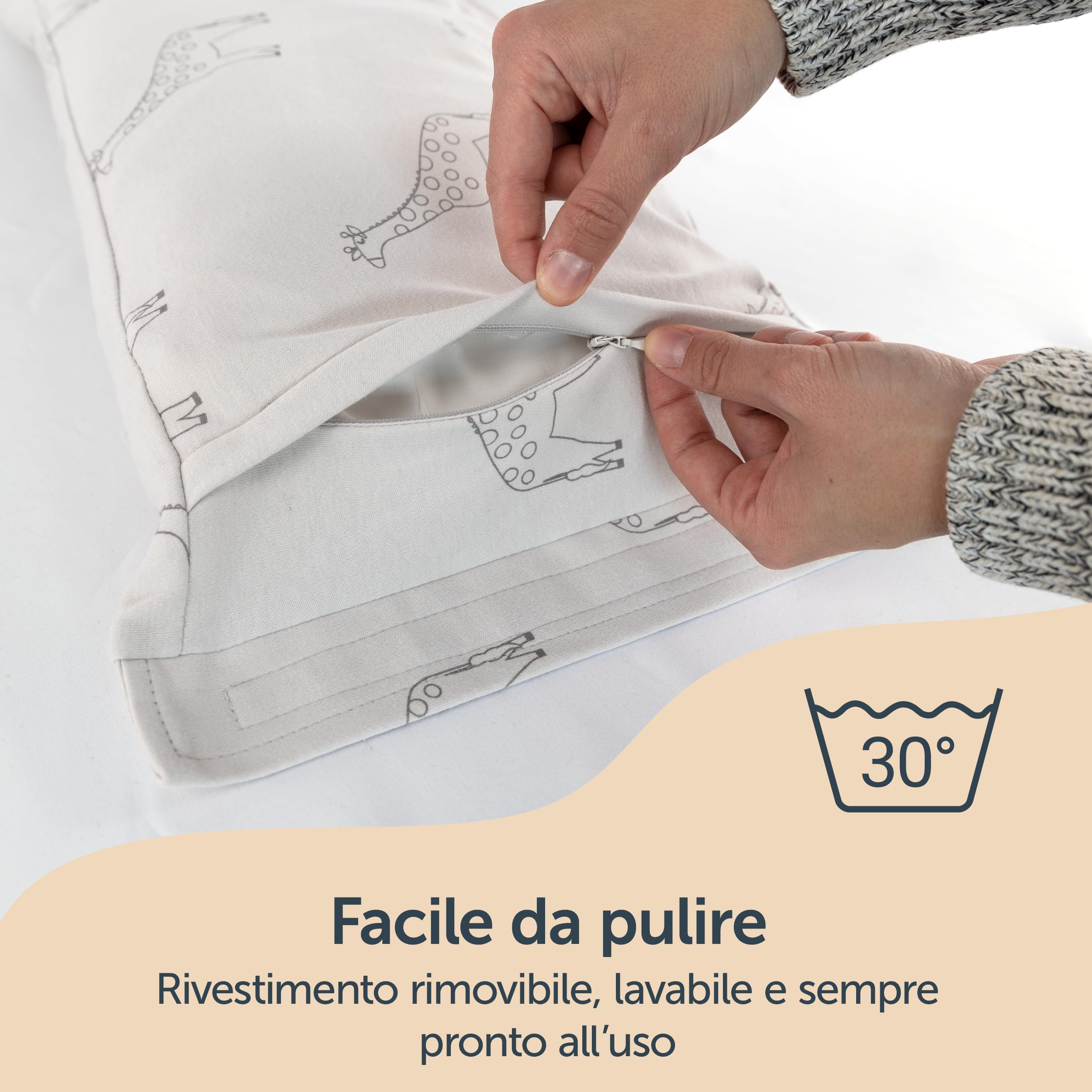 LaLoona Cuscino Allattamento Neonato da Viaggio | Mini Cuscino Morbido Appoggio per la Poppata | OEKO-TEX® STANDARD 100, Fodera: Rimovibile e Lavabile – Beige