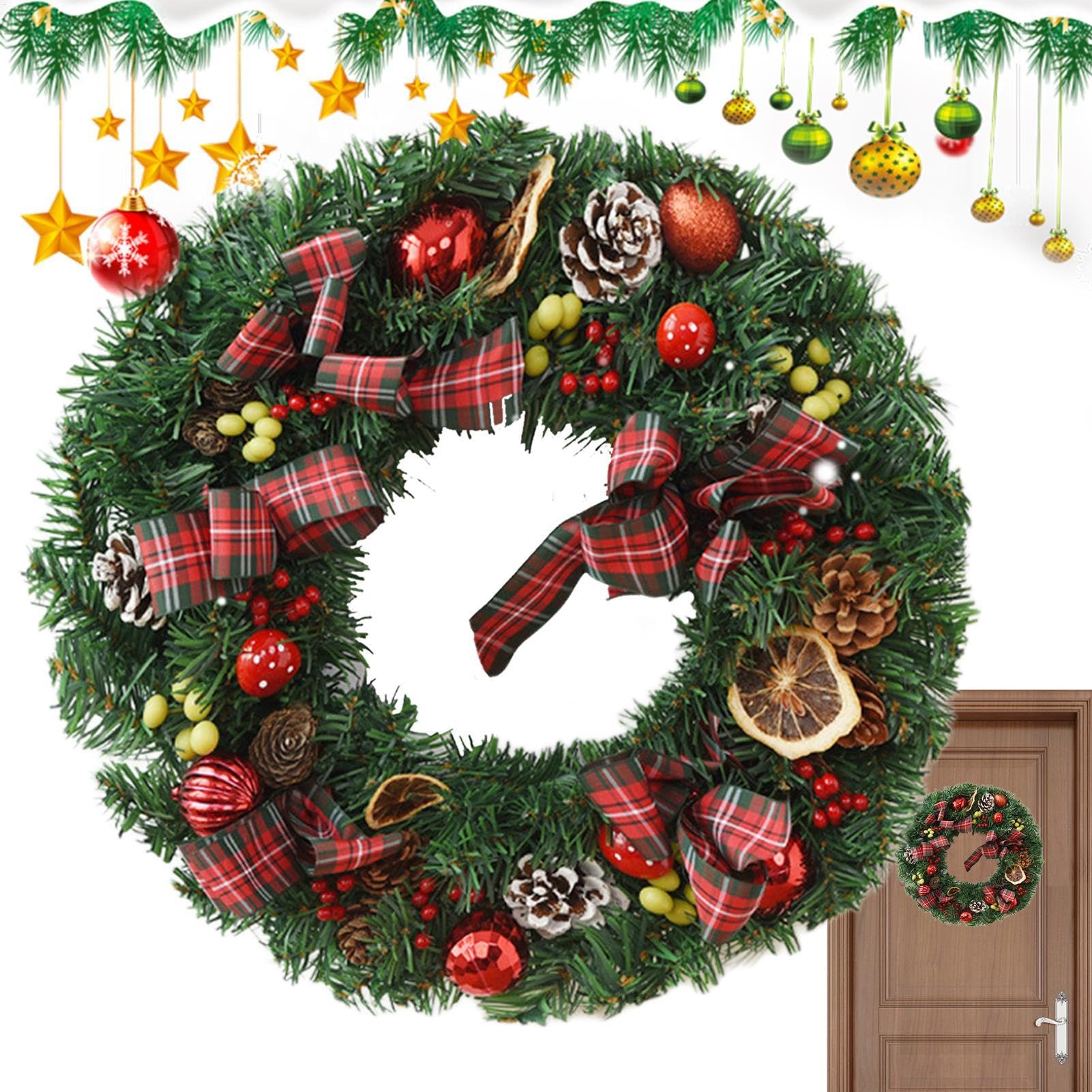 Couronne de Noël pour extérieur et décoration de porte d'entrée pour maison de campagne