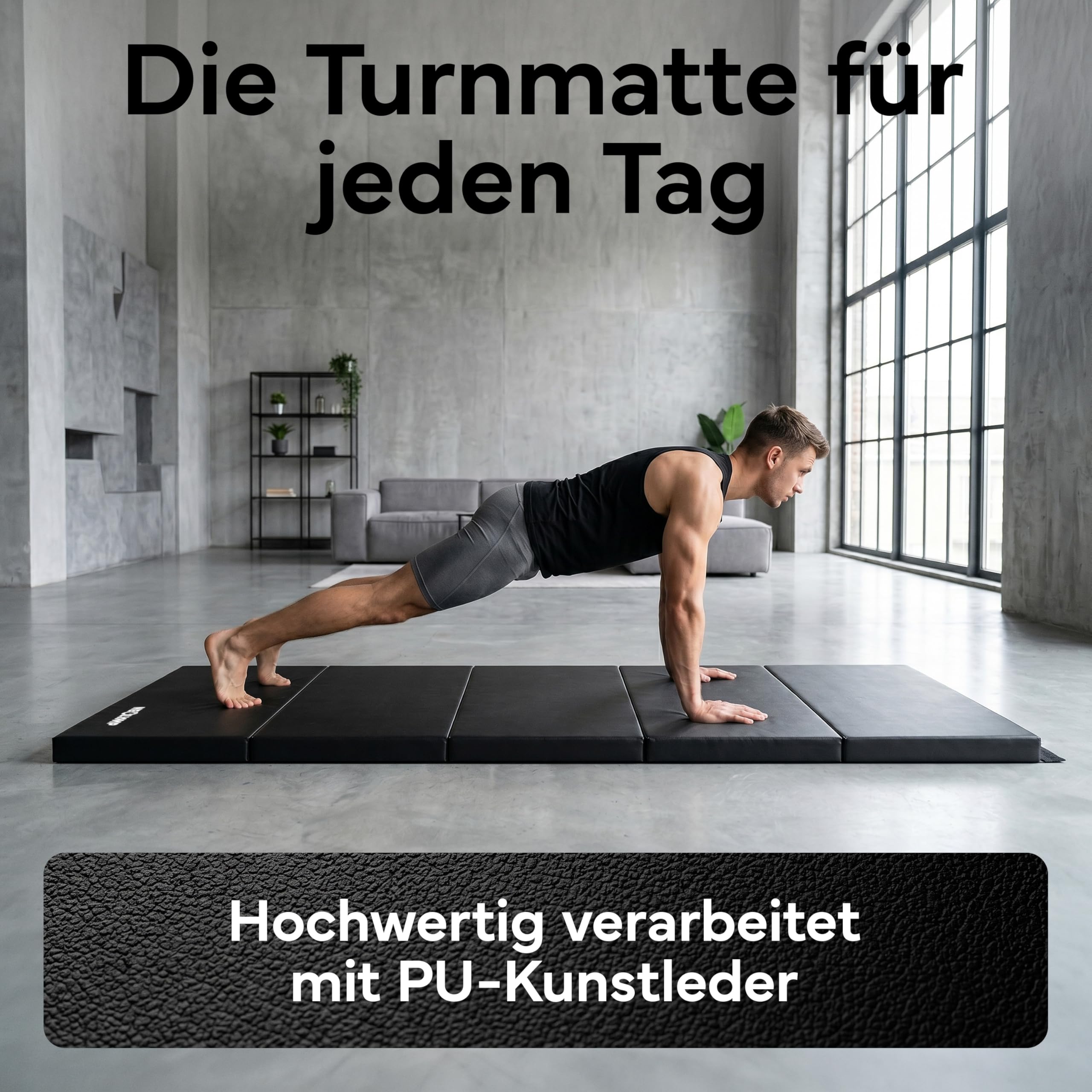 NEOLYMP Turnmatte klappbar - Faltbare Gymnastikmatte für Zuhause - Dicke Fitnessmatte für Kampfsport, Yoga & Pilates - Weiche Bodenmatte mit Tragegriff & Klett-Verbindung - Platzsparende Sportmatte