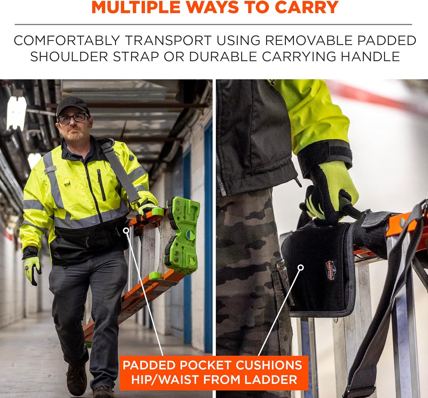 Ergodyne 5300 A-Frame Ladder Shoulder Lifting Strap & Carrying Handle, Transport Ladders with Ease