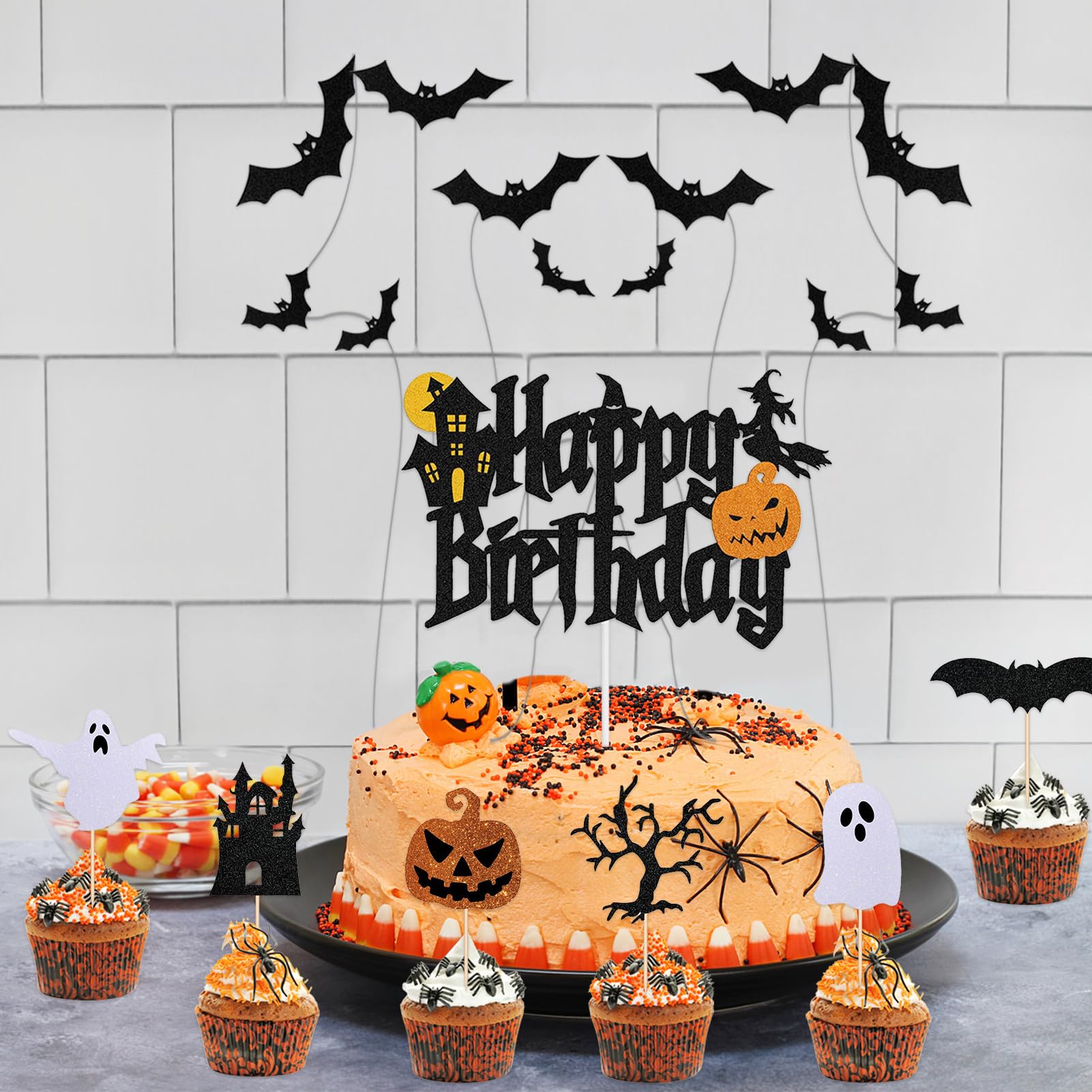 25pcs Halloween Cake Toppers I Put A Spell On You Cake Topper Set