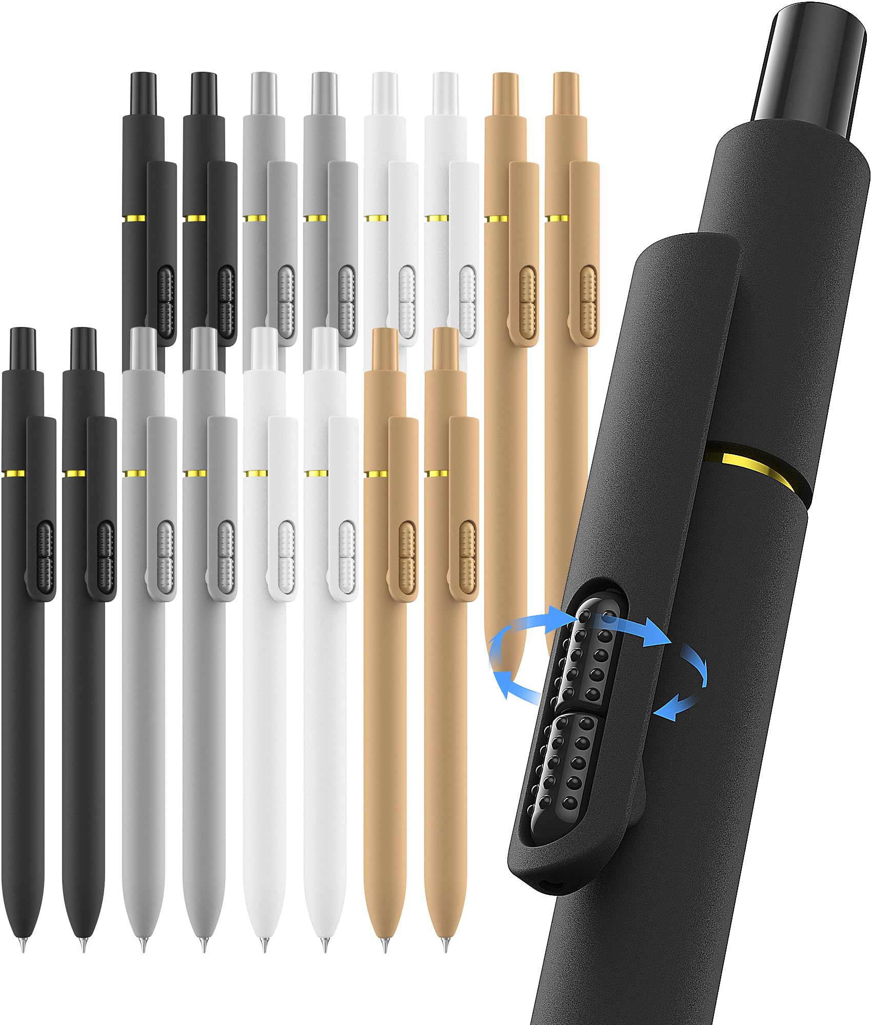 inkipen 16 Stück Stifte, Gelschreiber, schwarze Tinte, feine Spitze (0,5 mm), schnelltrocknend, glattes Schreiben, Schul- und Bürobedarf (schwarz, weiß)