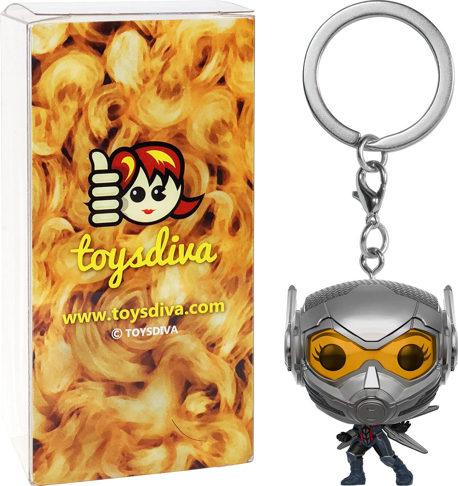 Wasp: Fun ko Pocket P o p ! Mini-Figural K e y c h a i n Bundle with 1 Compatible 'ToysDiva' Graphic Protector (30974 - B)