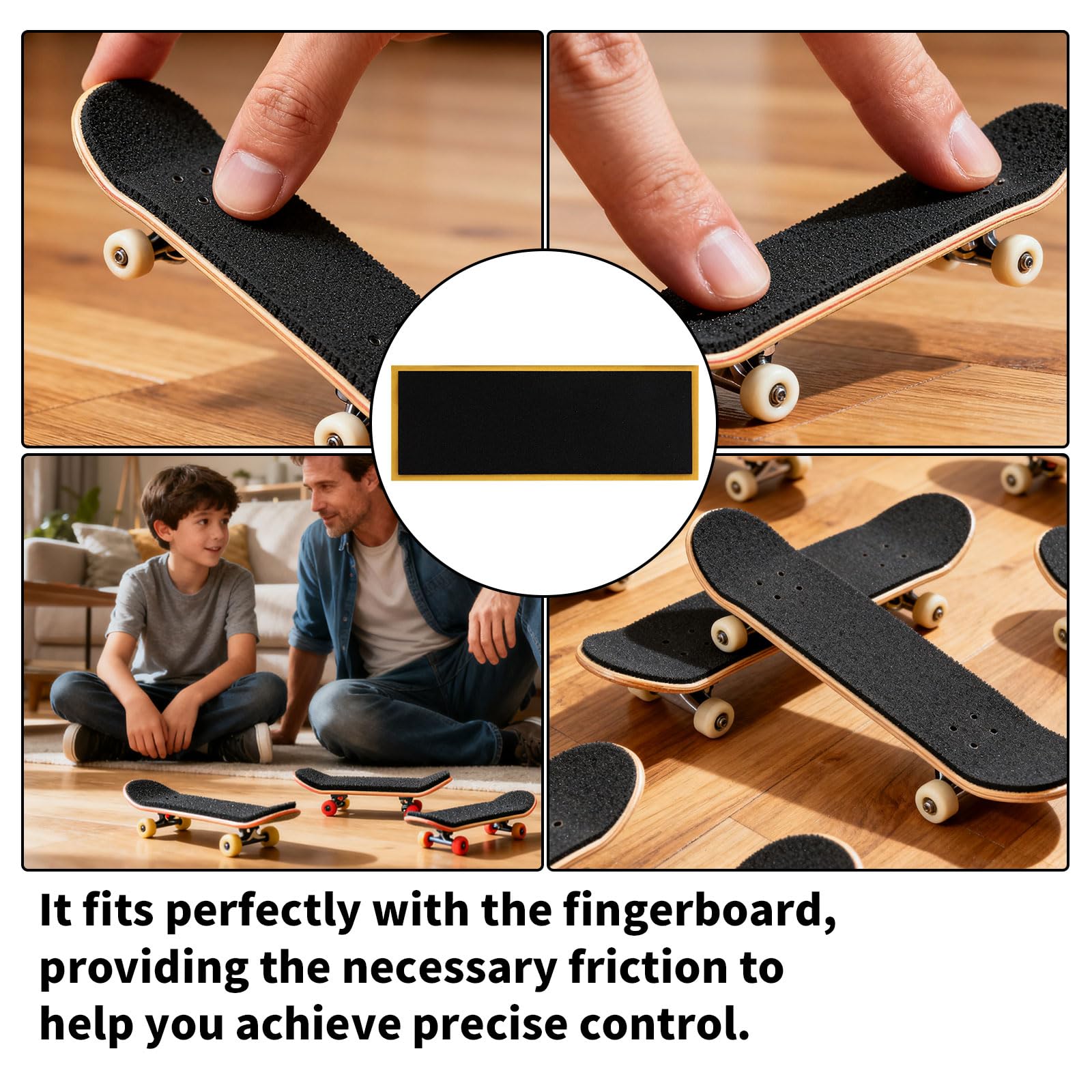 30szt PRO Taśma Chwytna Fingerboard, 110x38mm Piankowe Antypoślizgowe Paski Chwytne do Fingerboard Skateboards Mocne Samoprzylepne Naklejki Taśma Piankowa do Zabawek Palcowych (Czarny)