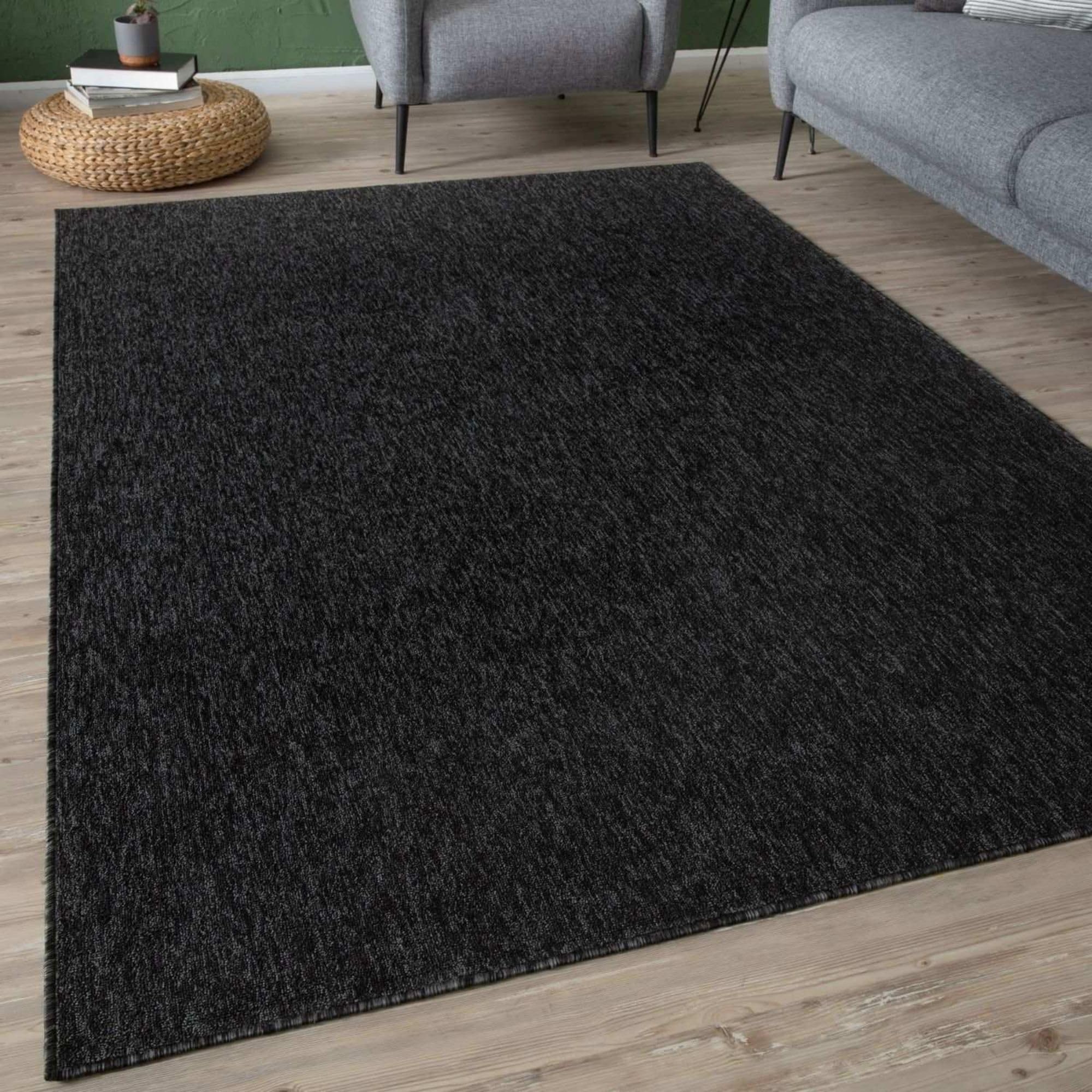 THE RUGS Low Pile Area Rugs – Modern Indoor Rugs for Living Room, Bedroom, Dining Room, Entryway – Non-Shedding (Dark Grey, 240x340 cm)
