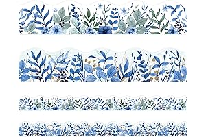 Eucalyptus Bulletin Board Border Decor: Two-Sided Blue Eucalyptus Die-Cut Border Trim