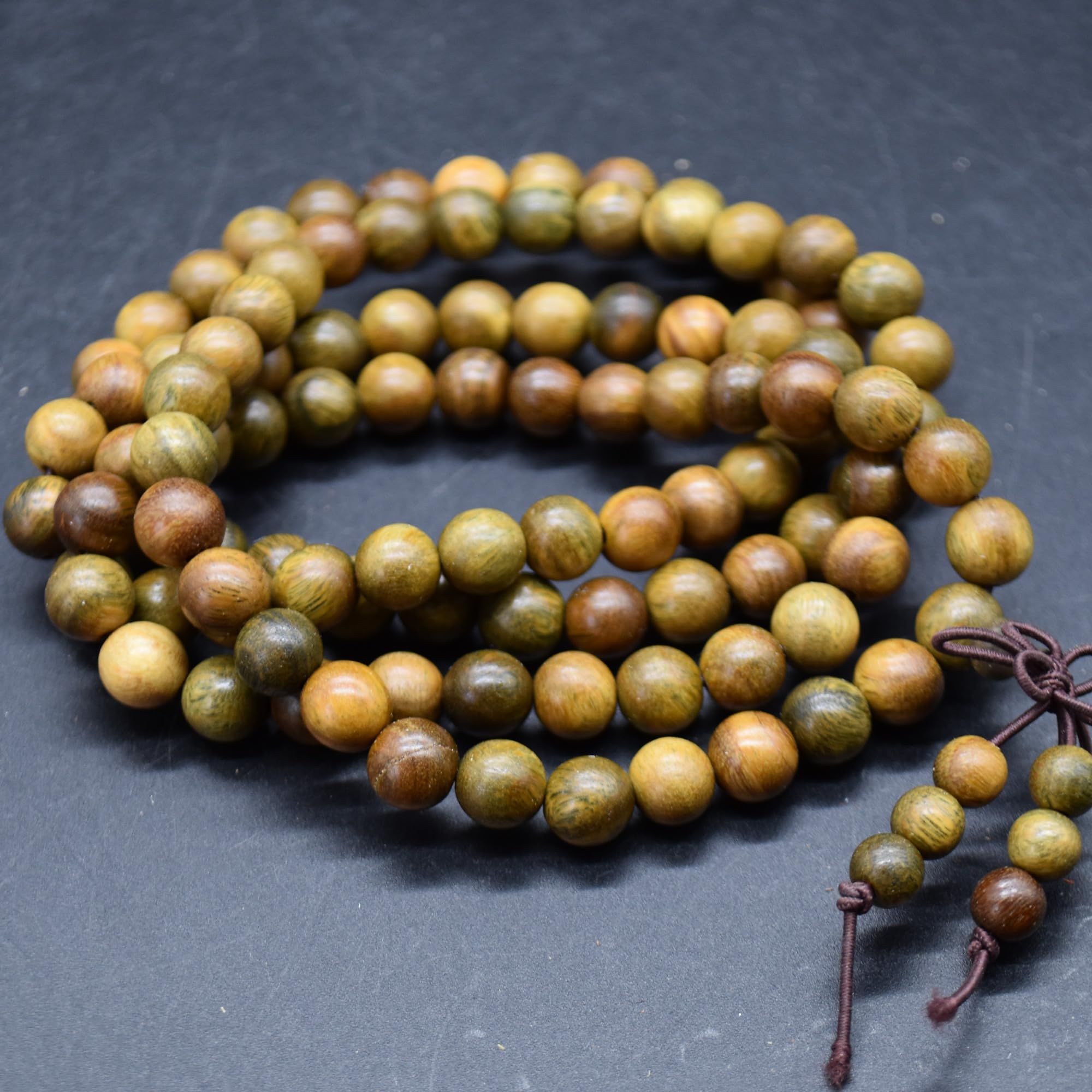 Natural Green Sandalwood Round Wood Beads - 108 Mala Prayer Beads - 6mm 8mm 10mm