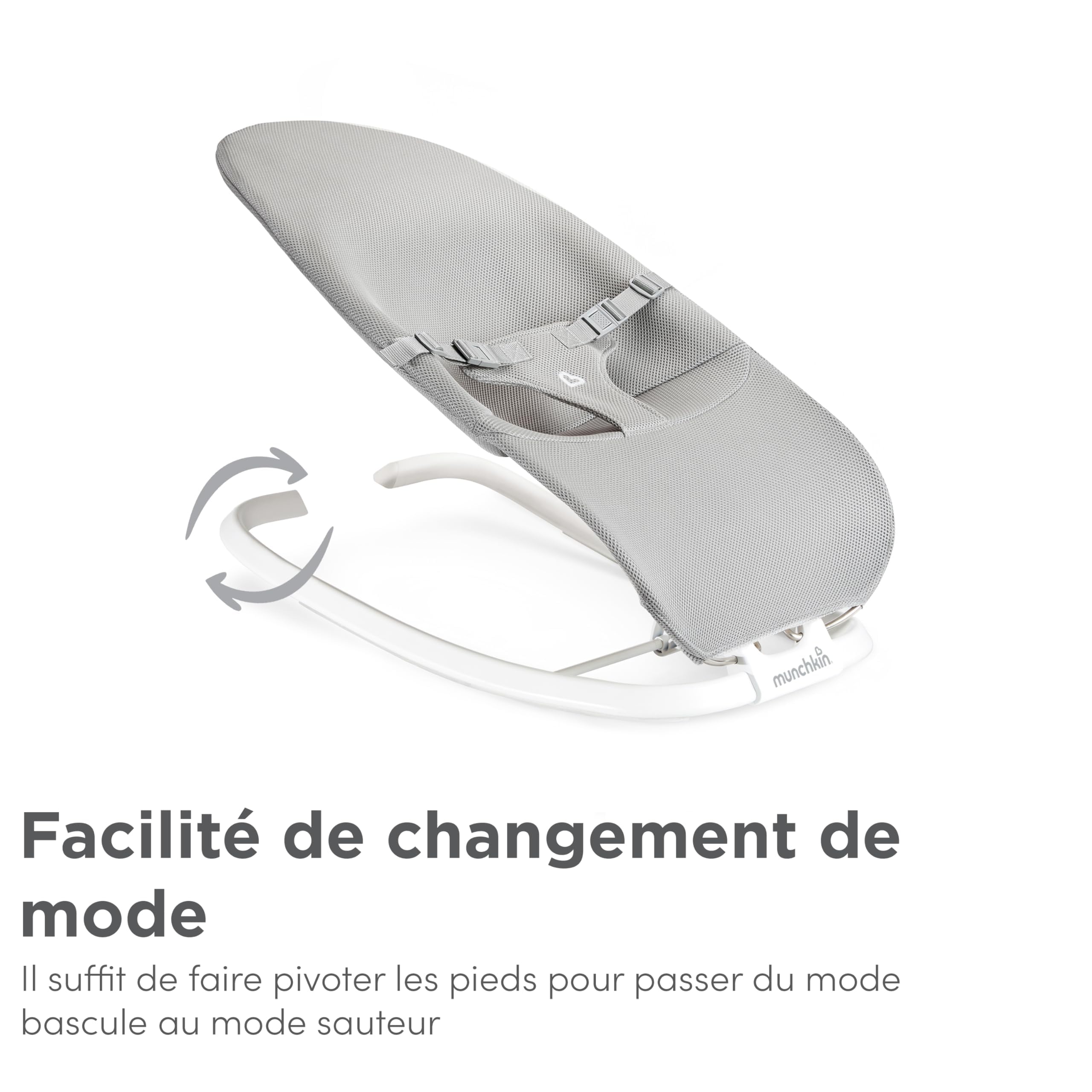 Munchkin Bascule & Rocker Printemps 2-en-1 | Balancelle Bébé avec 3 Positions de Repli | Bascule Dès la Naissance, Se Plie à Plat pour un Rangement et Voyage Facile | Indispensable Bébé | Gris