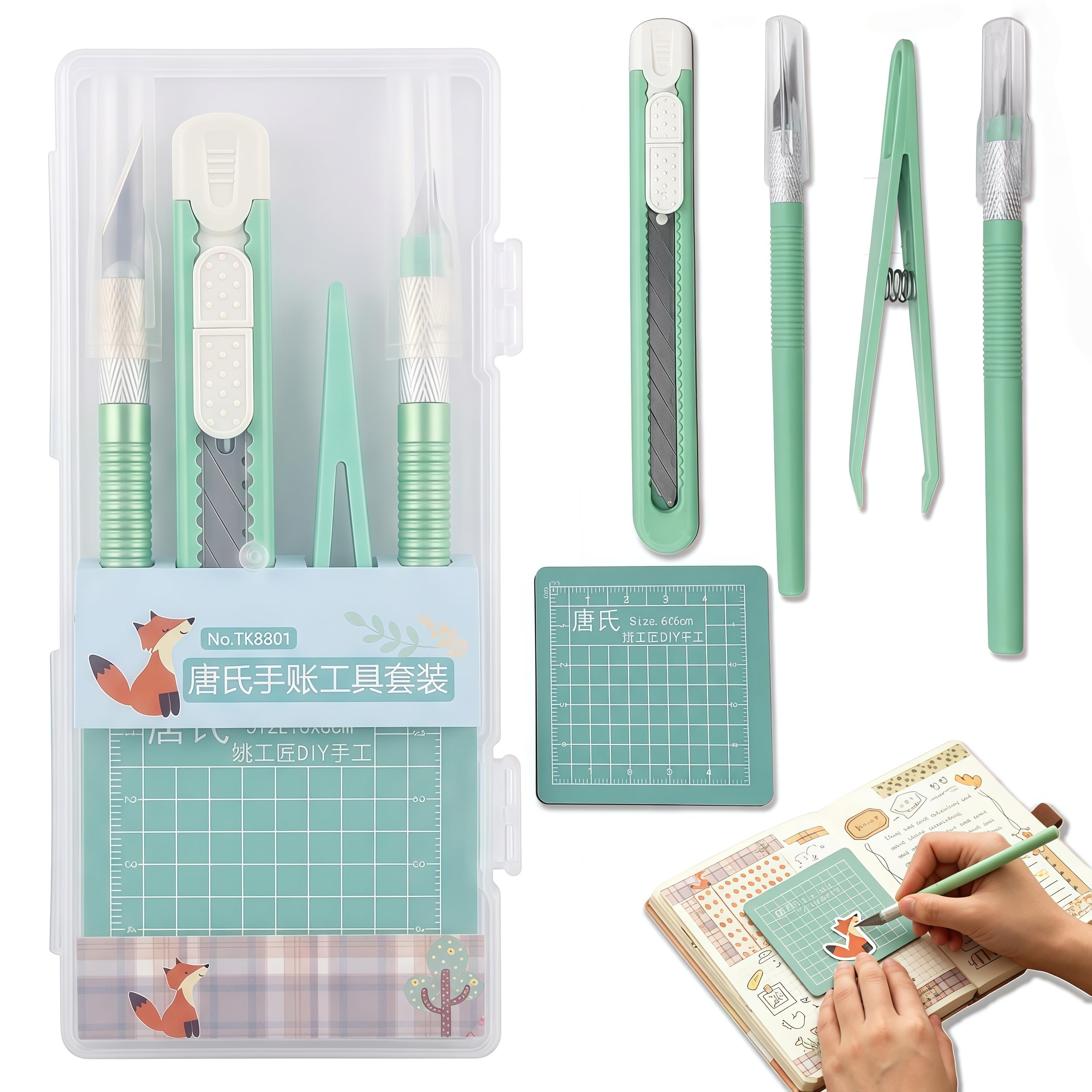 Scrapbooking Tools, Scrapbooking Supplies with Precision Knife, Cutting Mat, Sticker Twee…