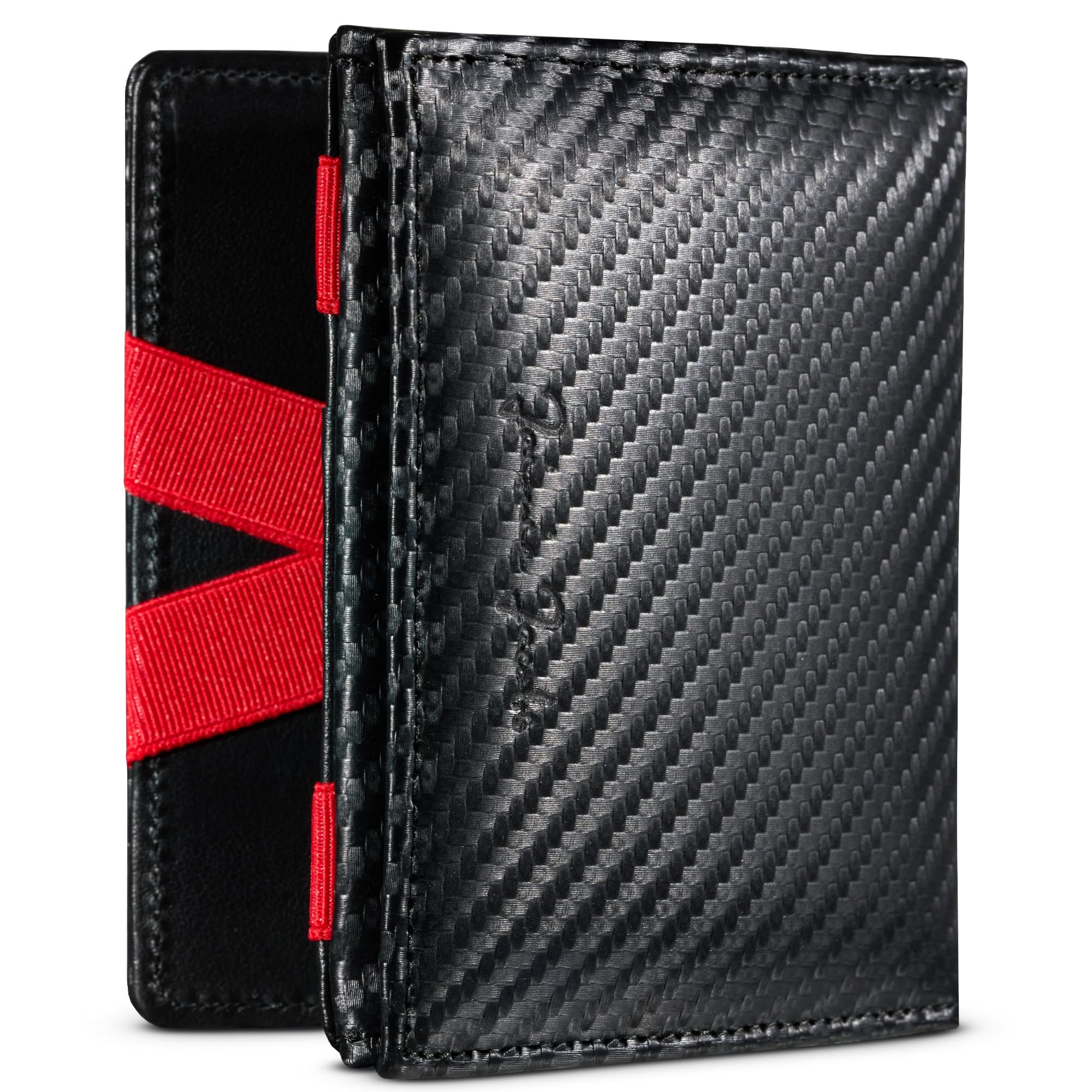 JAIMIE JACOBS Flap Boy De originele Magische Portemonnee met muntzakje RFID-bescherming Magische portemonnee met kleingeldzakje mannen echt leer (Donkerbruin met Rood