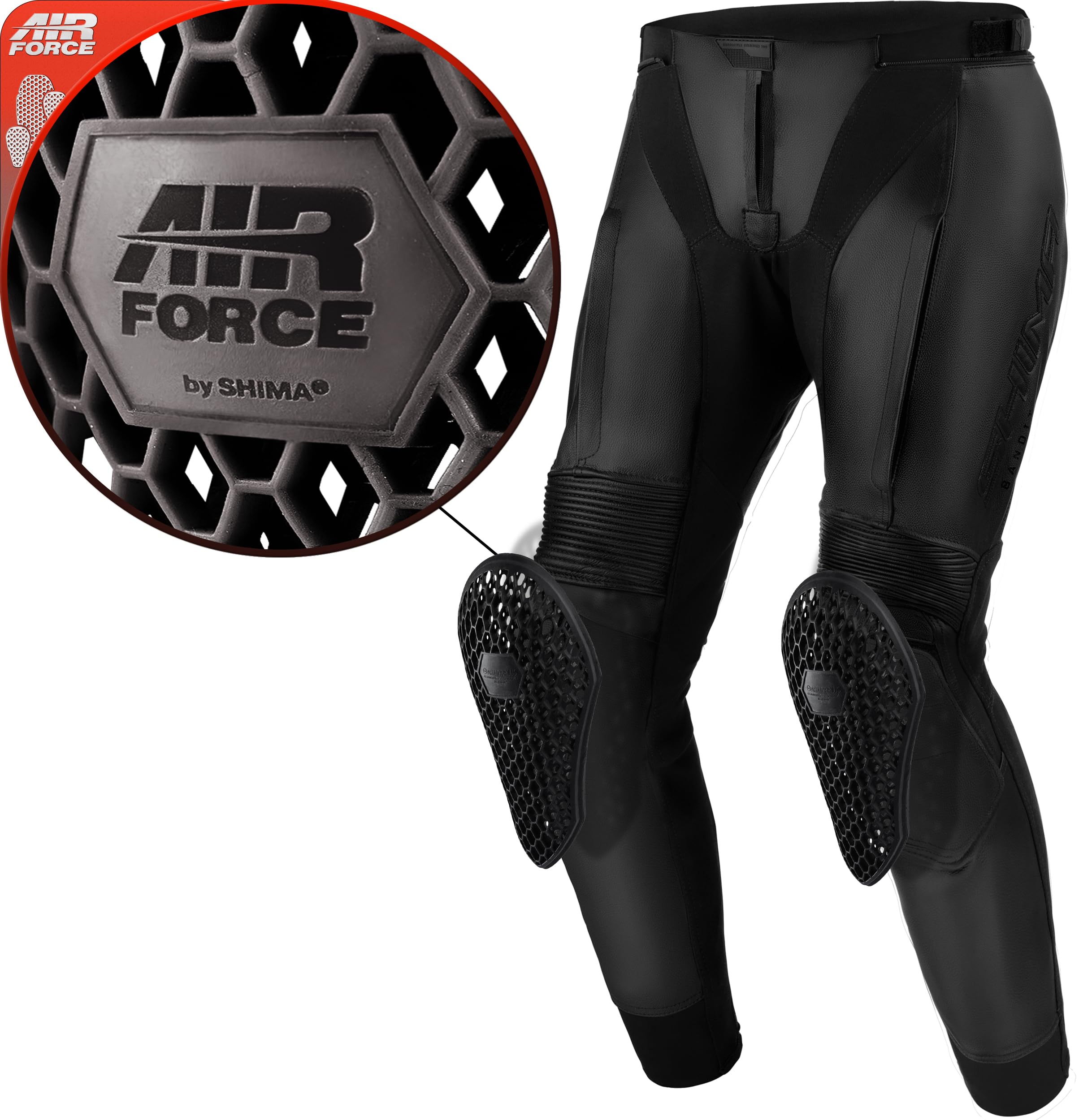 Shima Men's Black Bandit 2.0 Motorcycle Leather / Textile Pants