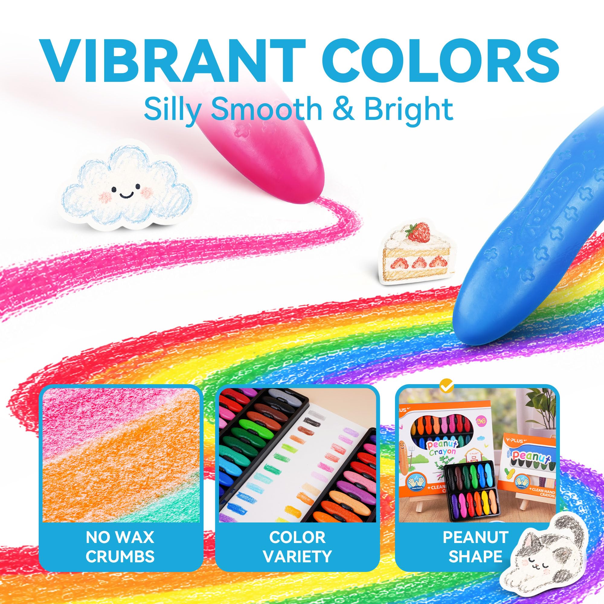 YPLUS Peanut Crayons for Toddlers - Non-Toxic & Washable -4