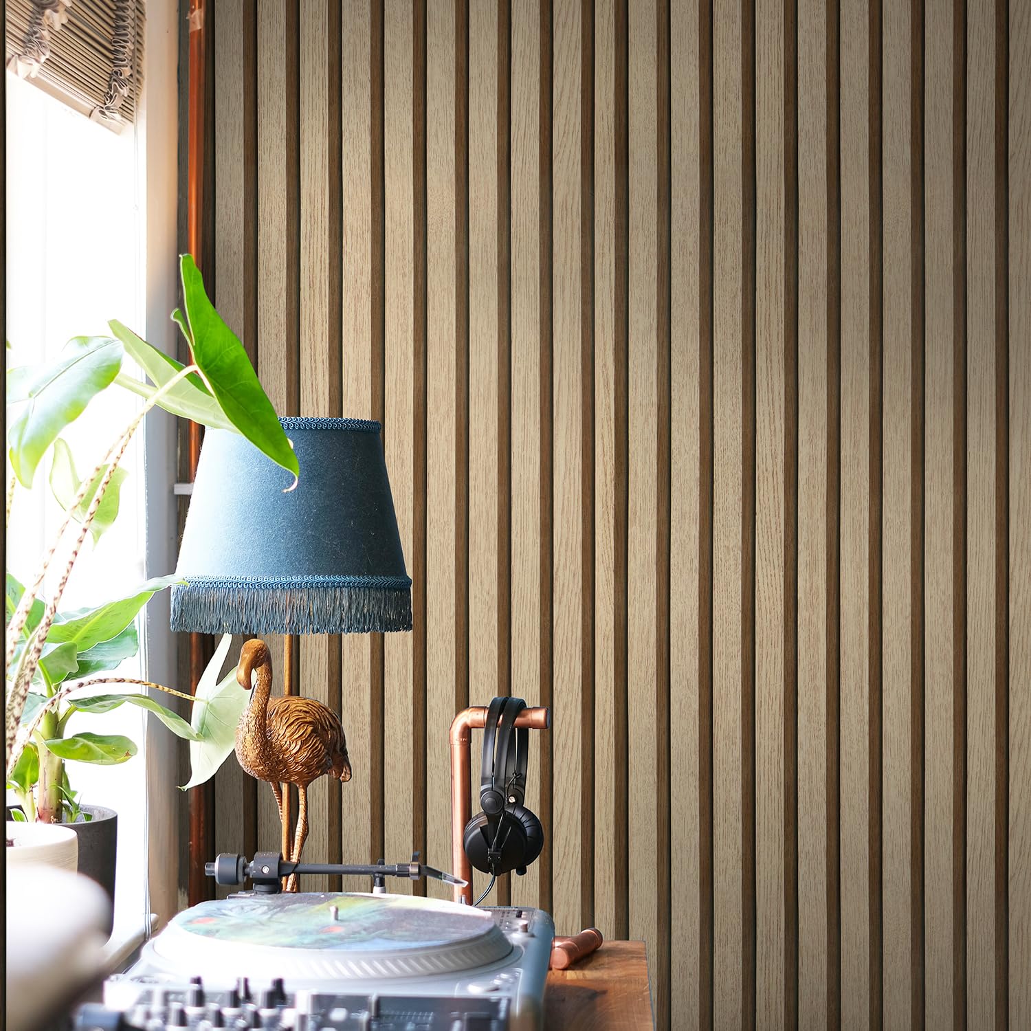 myforHD Zelfklevende Hout Grating Behang Hout Streep Nerf Natuurlijke Houten Latten Behang Schil en Plak Contact Papier PVC Vinyl Folie Verwijderbaar Waterdicht