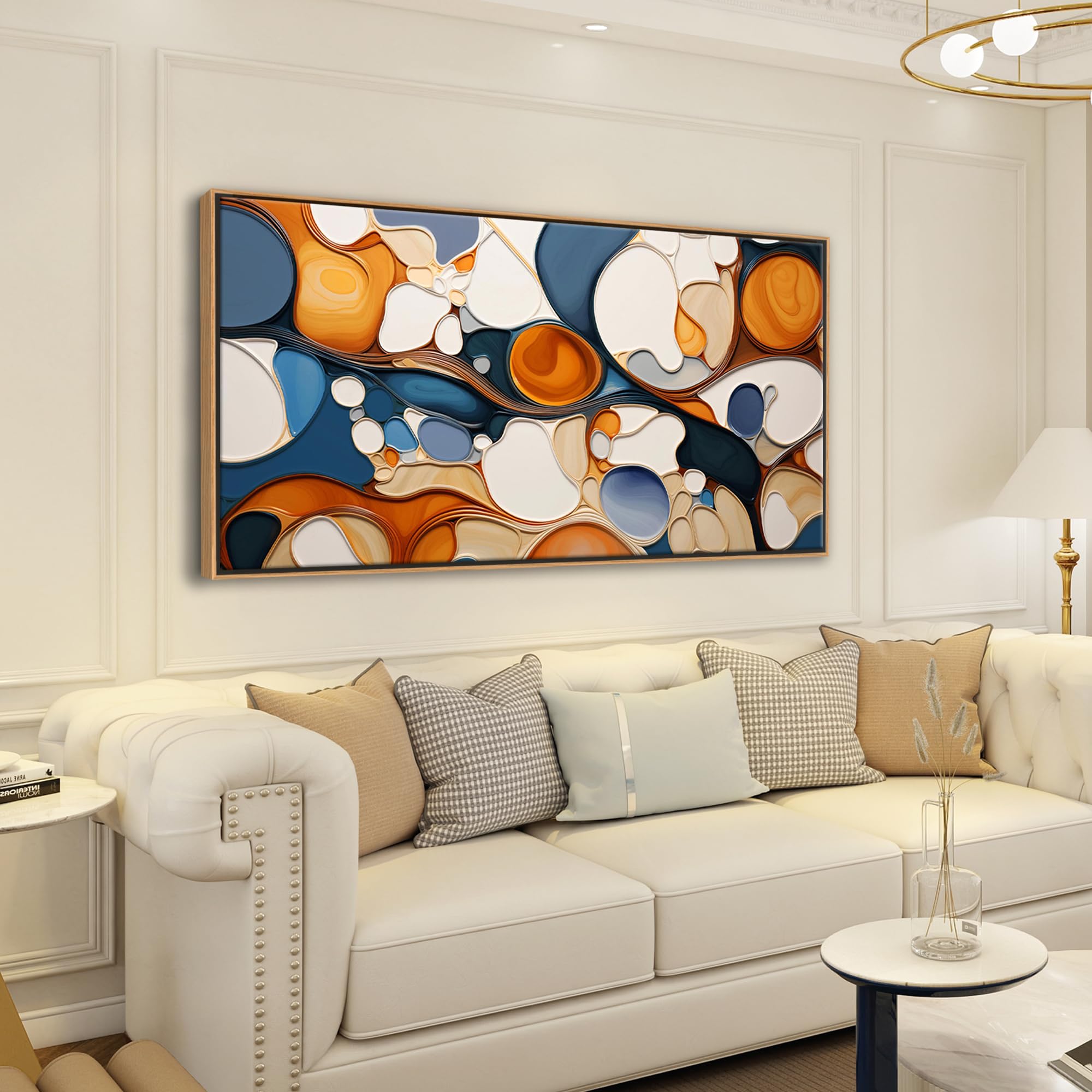Lienzo abstracto grande para pared, decoración de pared enmarcada para sala de estar, dormitorio, oficina, arte moderno y colorido para pared, decoración de pared de habitación, pintura al 2