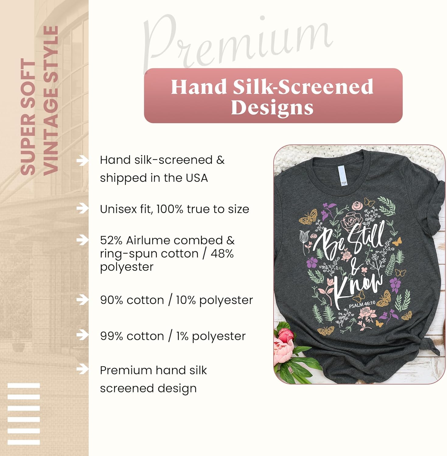 Love in Faith | Be Still Christian Shirts | Christian T Shirts for Women | Faith Tees for Women - Image 4