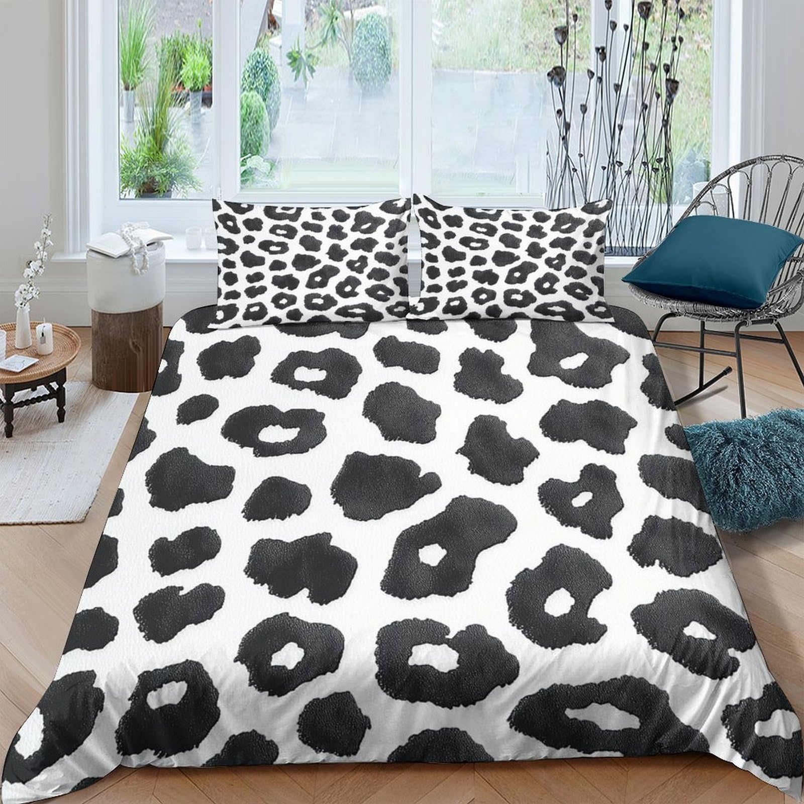 Ctjqhvkz Style-9 3D Printed Black Leopard Fitted Sheet Microfiber Soft Animal Print Bed Cover For Bedroom Guest Room Decor Single（135X200cm）