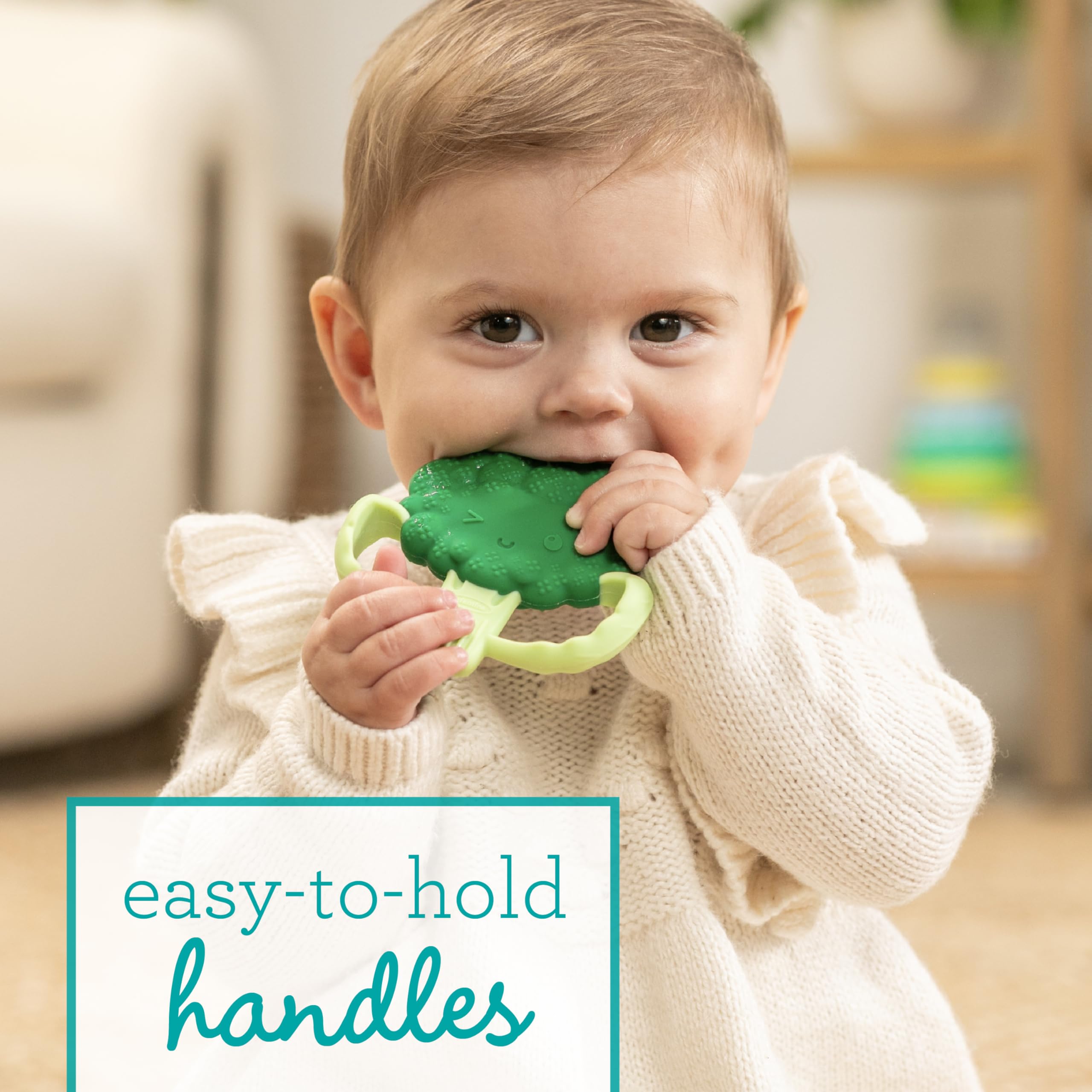 Infantino Lil’ Nibbles Textured Silicone Teether, BPA-Free Baby Teething Toy, Soft, Easy to Hold - Image 2
