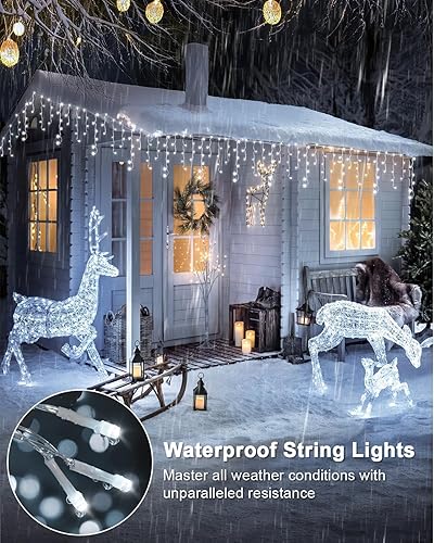 Miniatura 4 de 1458 luces LED de 159 pies para decoración de boda al aire libre, impermeables, luces de Navidad para exteriores, enchufables, temporizador y