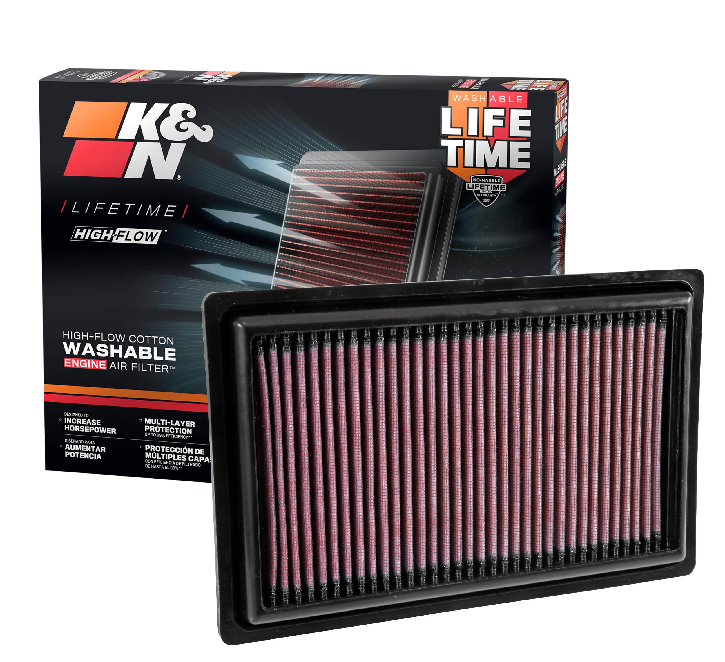 K&N Replacement Air Filter suitable for Mercedes CClass W205 C160C350 Hybrid EClass W212 E200E250 SLK300 GLC 300 EClass W213 E300 (333034)