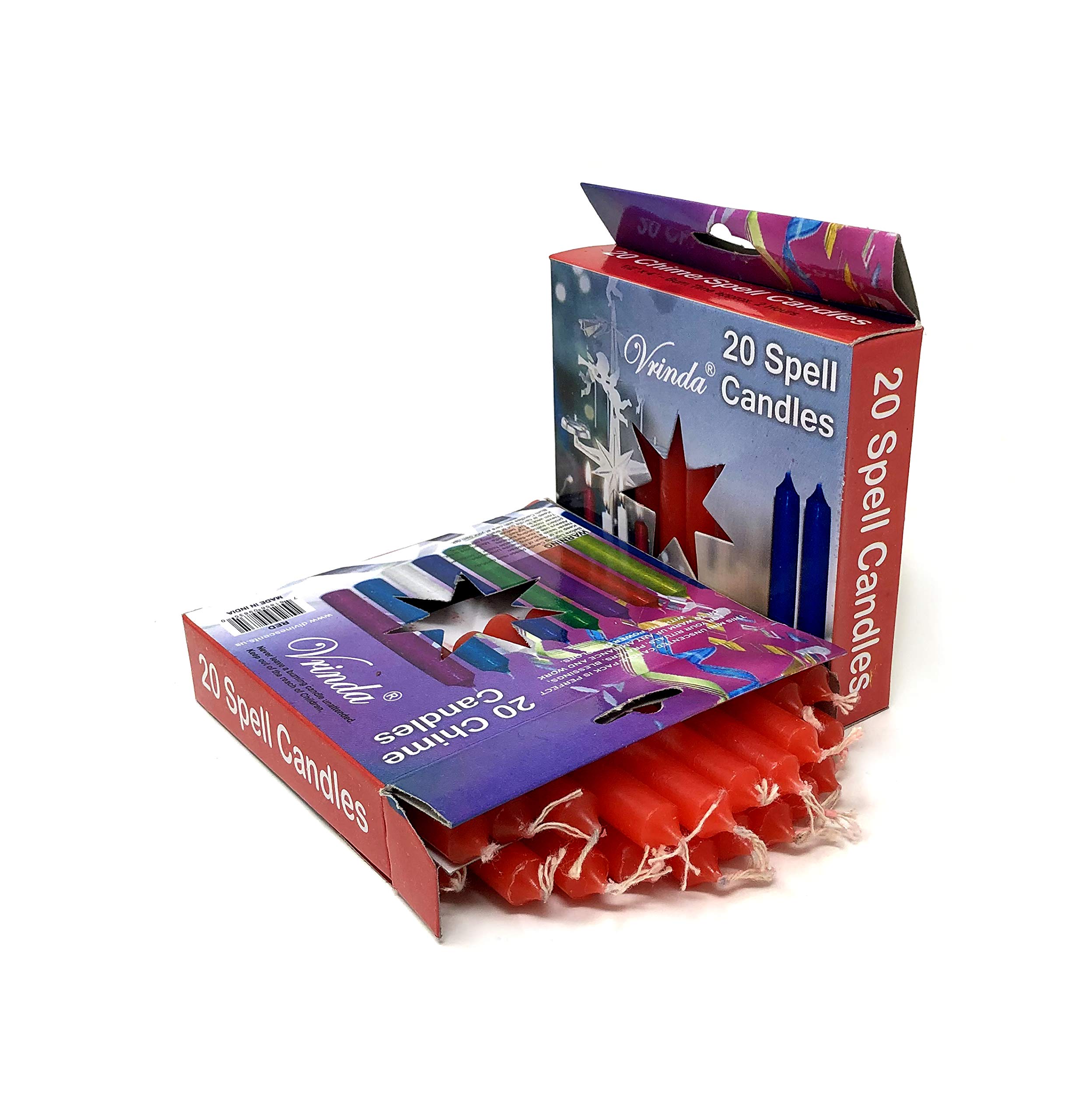 vrinda 4" Mini Chime Ritual Spell Unscented Taper Candles - Red, Set of 20