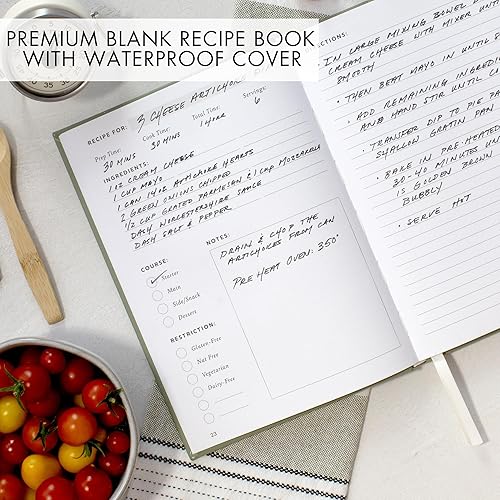 Miniatura 6 de Libro de recetas estético en blanco con cubierta impermeable, el cuaderno de recetas perfecto para escribir en tus propias recetas, libro de cocina