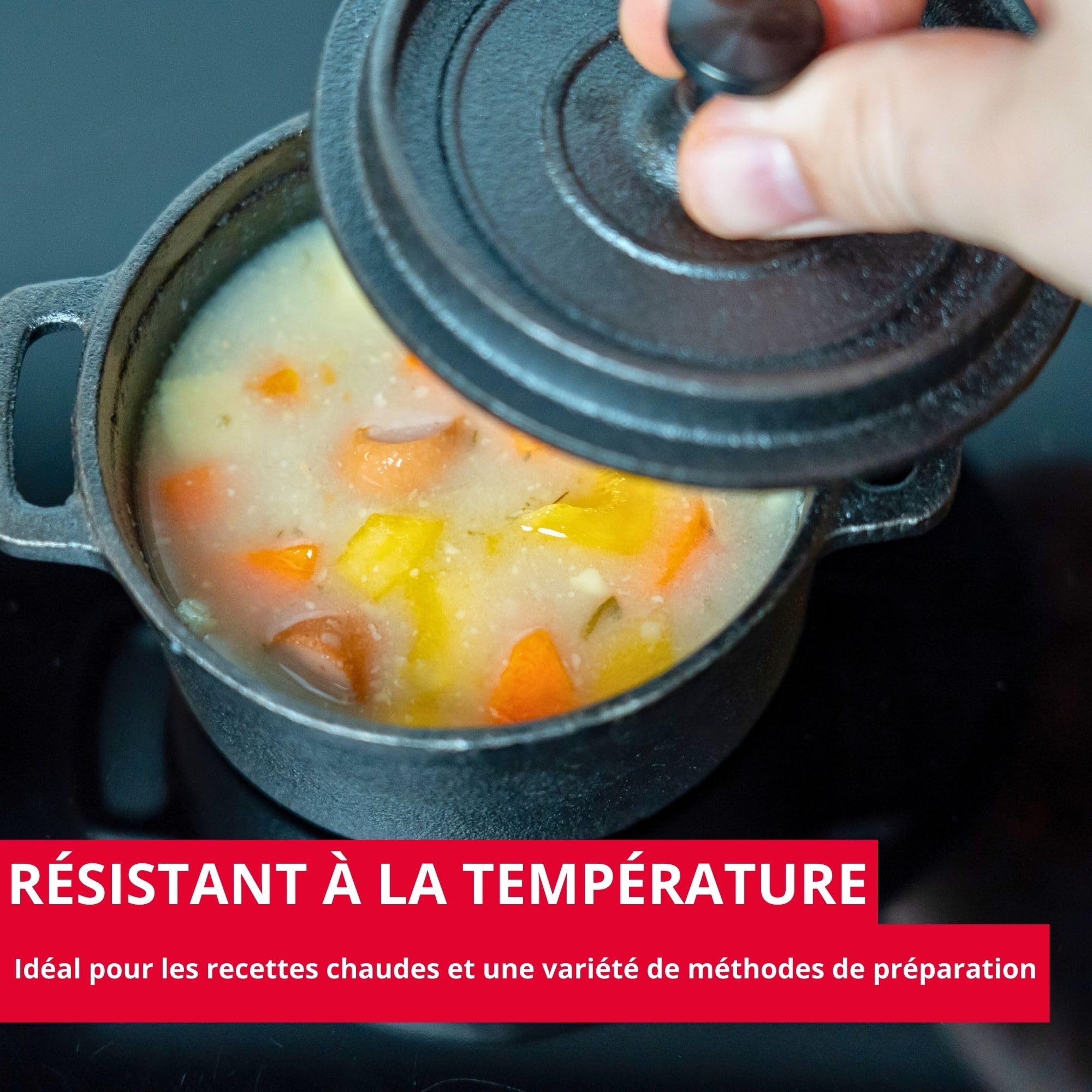 Westmark Tapas + Friends Petite casserole en fonte avec couvercle, convient à tous les types de feux, y compris l'induction et le barbecue, avec dessous de plat en bambou, fer, 250 ml