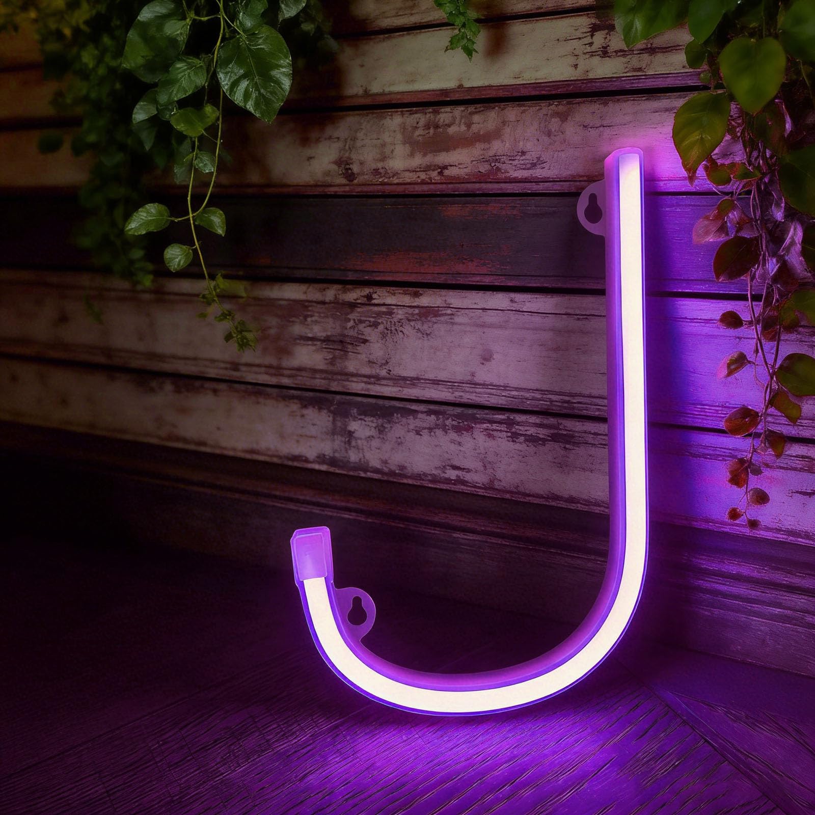 shulovehua Purple Neon Letter Sign Night Lights Battery or USB Operated LED Alphabet Neon Art Lights Wall Decor Light up Words for Bedroom Bar Wedding Room Aesthetic Decor(J) — image 1