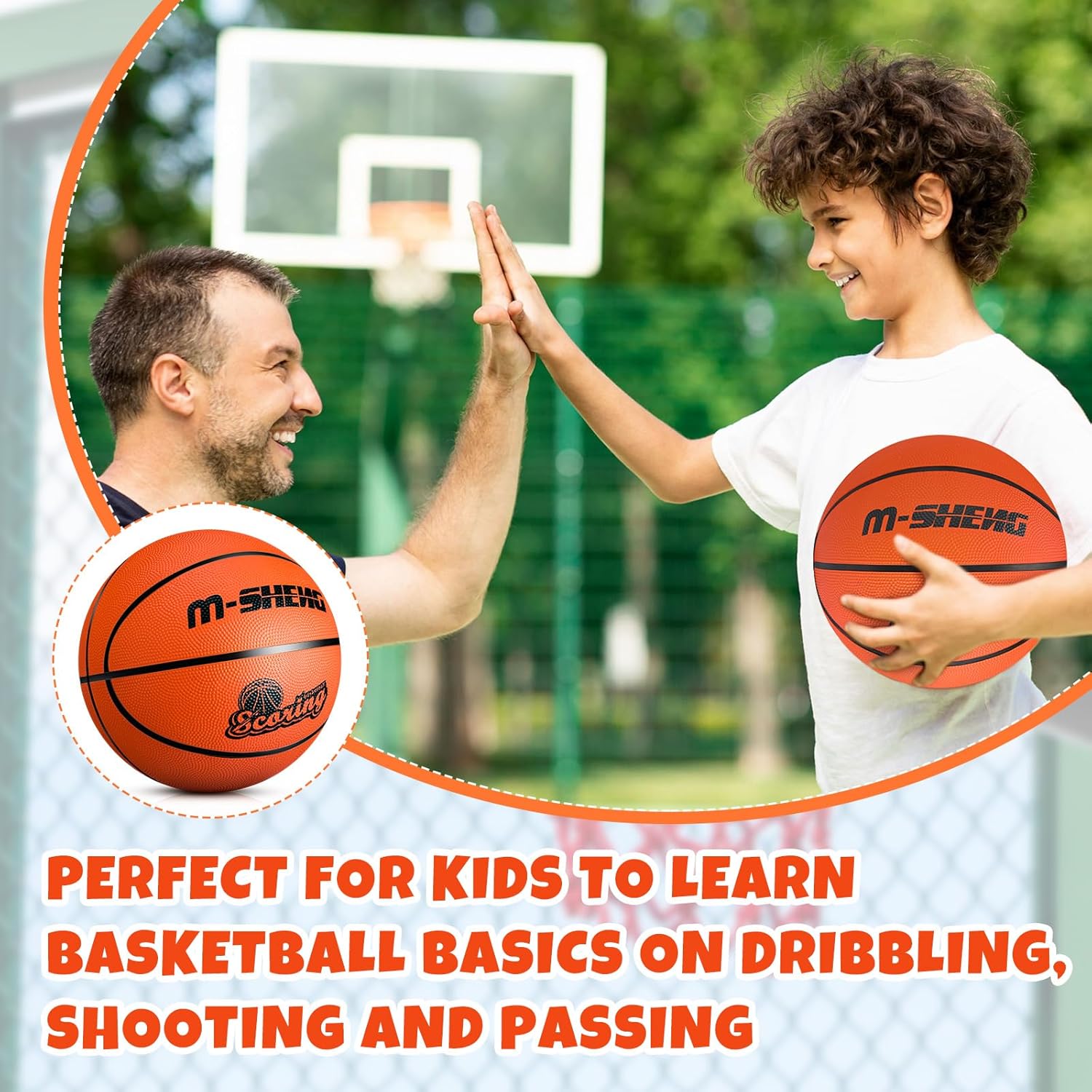 Jenaai 12 Pieces Rubber Basketballs Bulk Official Size 5 (27.5") Kids Youth Basketball Outdoor with Pump for Training and Play Teen Boys and Girls Gifts