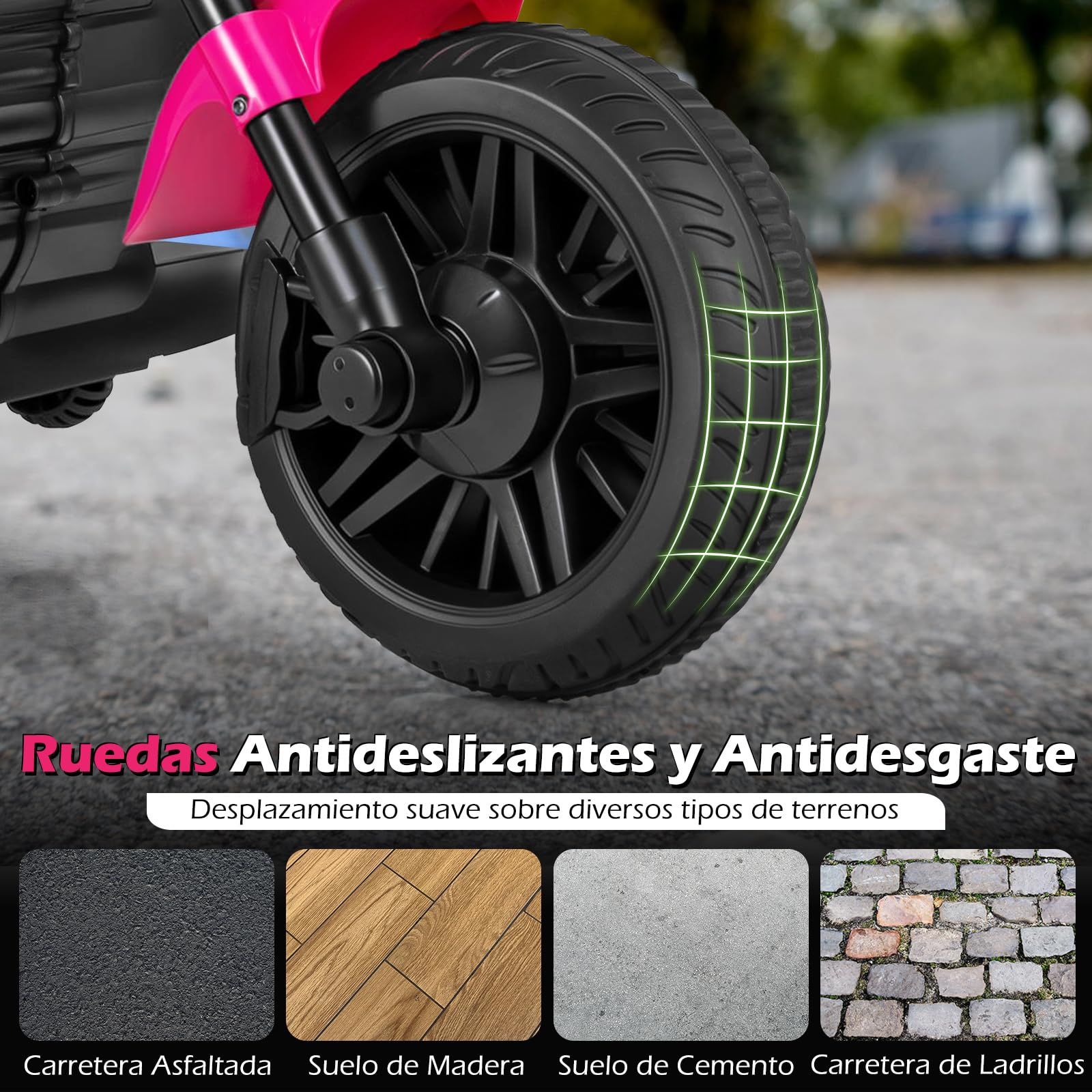 COSTWAY Moto Eléctrica para Niños, 6V Motocicleta de Batería con Faro LED, Música, 2 Ruedas de Entrenamiento, Pedales y 2 Espejos Retrovisores, Moto Infantil para Niños de 18+ Meses (Rosa)