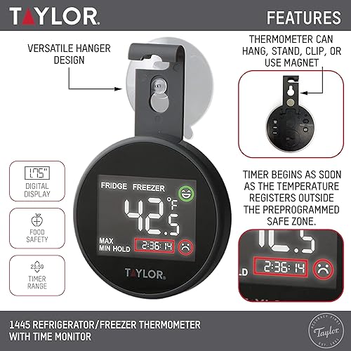 Miniatura 3 de Taylor Termómetro de cocina digital para refrigerador/congelador con monitor de tiempo