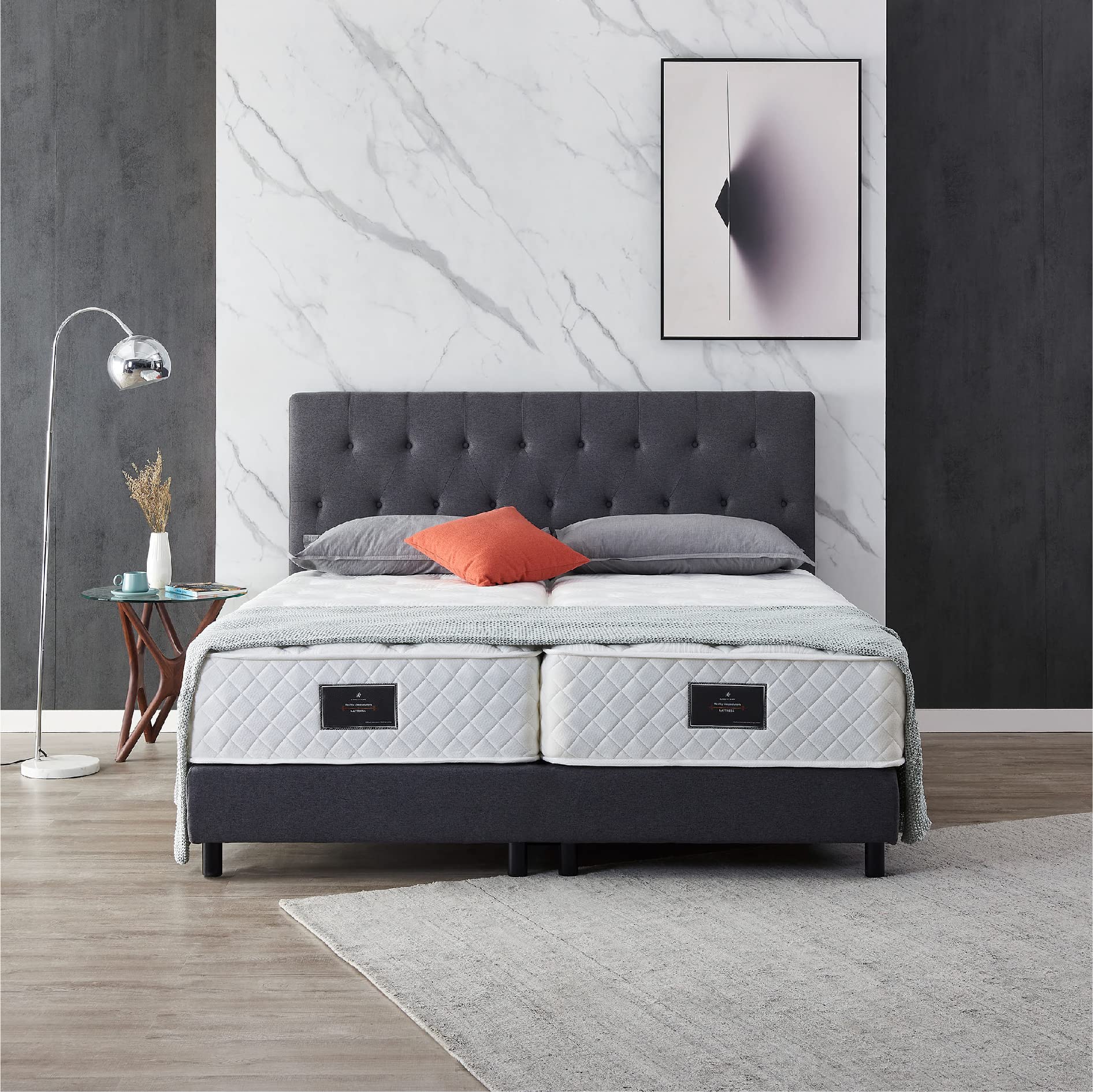 Boxspringbett Modell 211 mit Taschenfederkernmatratze, Bestes Preis-Leistungsverhältnis, DREI Farben und 4 Maße wählbar, Lager, einfache Montage (200 x 200 cm, Anthrazit)