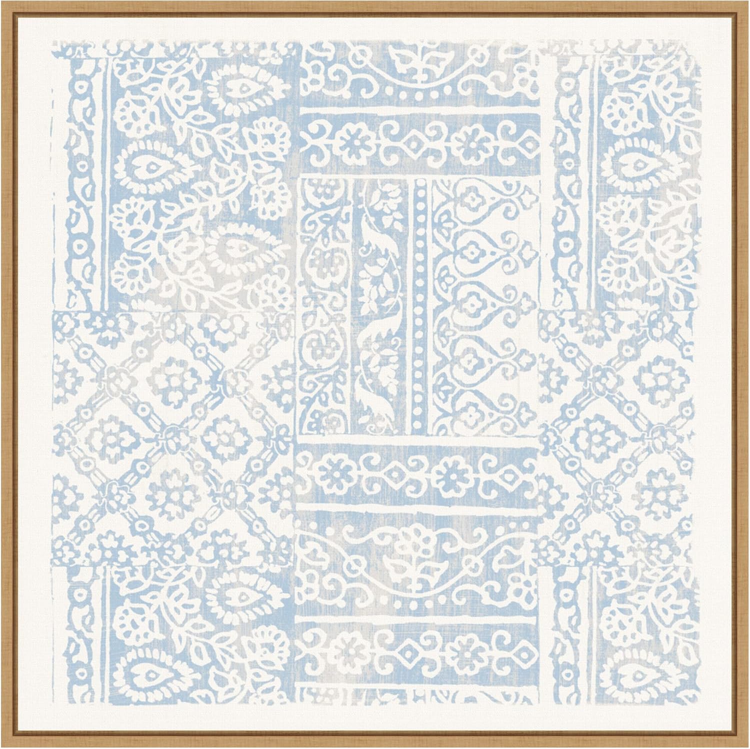 Amanti Art Framed Canvas Wall Art 30x30 Garden Gate Light Blue by Wild Apple Portfolio, Framed Wall Art Canvas, Abstract Artwork, Country Rustic Decor, Large Poster Painting for Living Room, Bedroom,