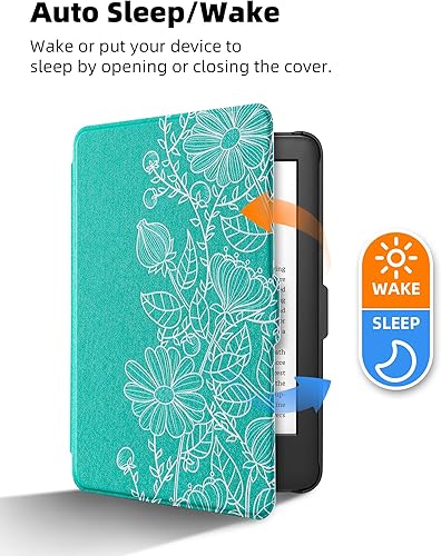 Miniatura 3 de Funda de piel ligera de cubierta blanca para Walnew Kindle de Tienda, cubierta fina protectora inteligente premium para Kindle Paperwhite con auto