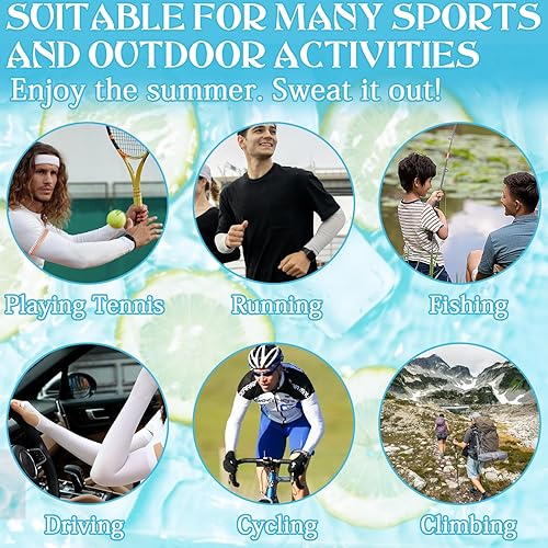Miniatura 6 de ZeeDix 8 pares de mangas largas para el sol, protección UV, mangas de enfriamiento para el brazo, agujero para el pulgar, para correr, ciclismo,