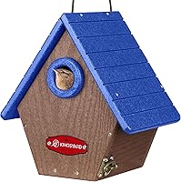 Kingsyard Recycled Plastic Bird House - Outdoor Hanging Nesting Box for Wren Finch Chickadee with Predator Guard & Vents, Blue