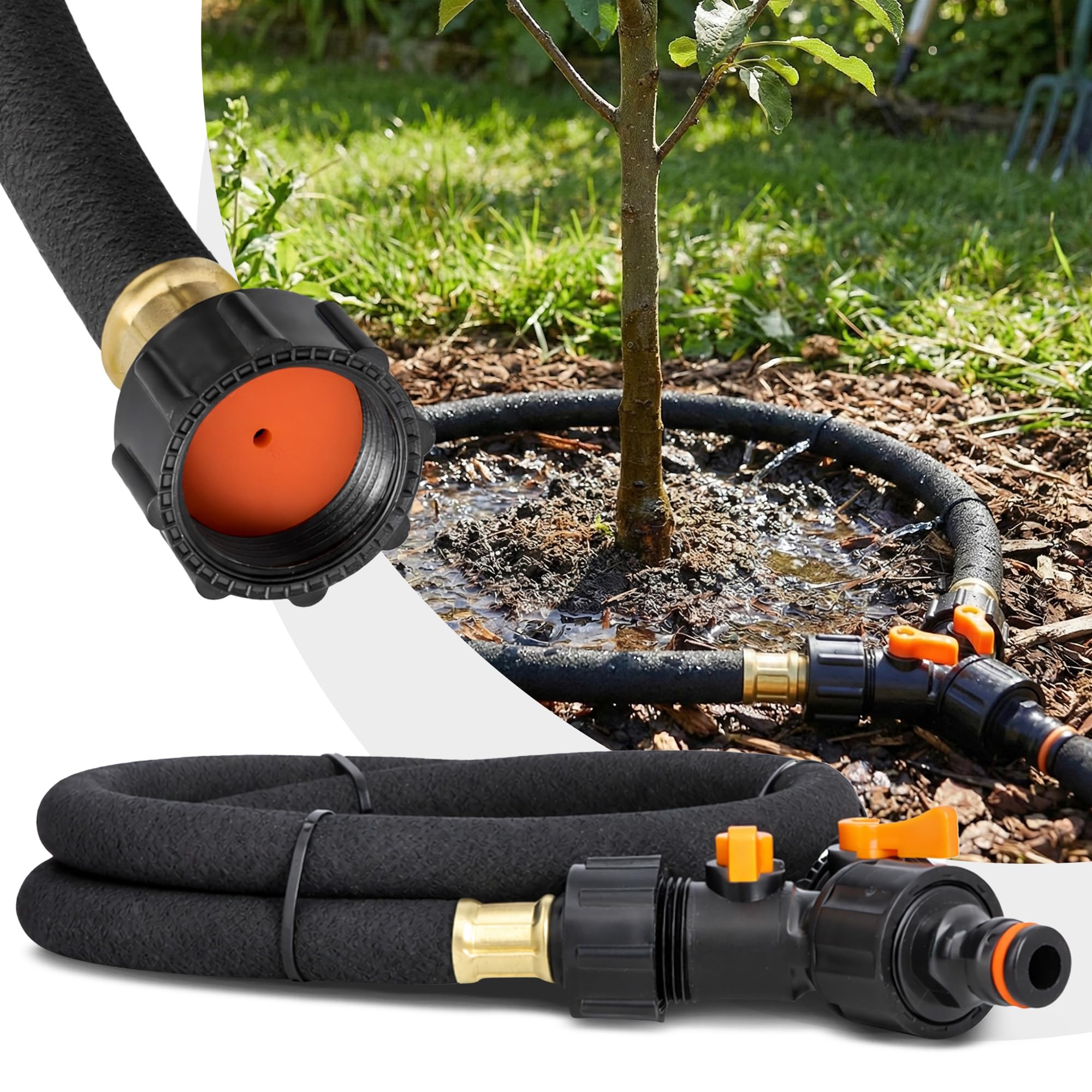 Instalguru Bewässerungsring 3 m Tropf Ring Baumring für Bäume Outdoor Pflanzen Sträucher Garten Tropf Bewässerung Bewässerungssystem mit Ventilen Kupplung