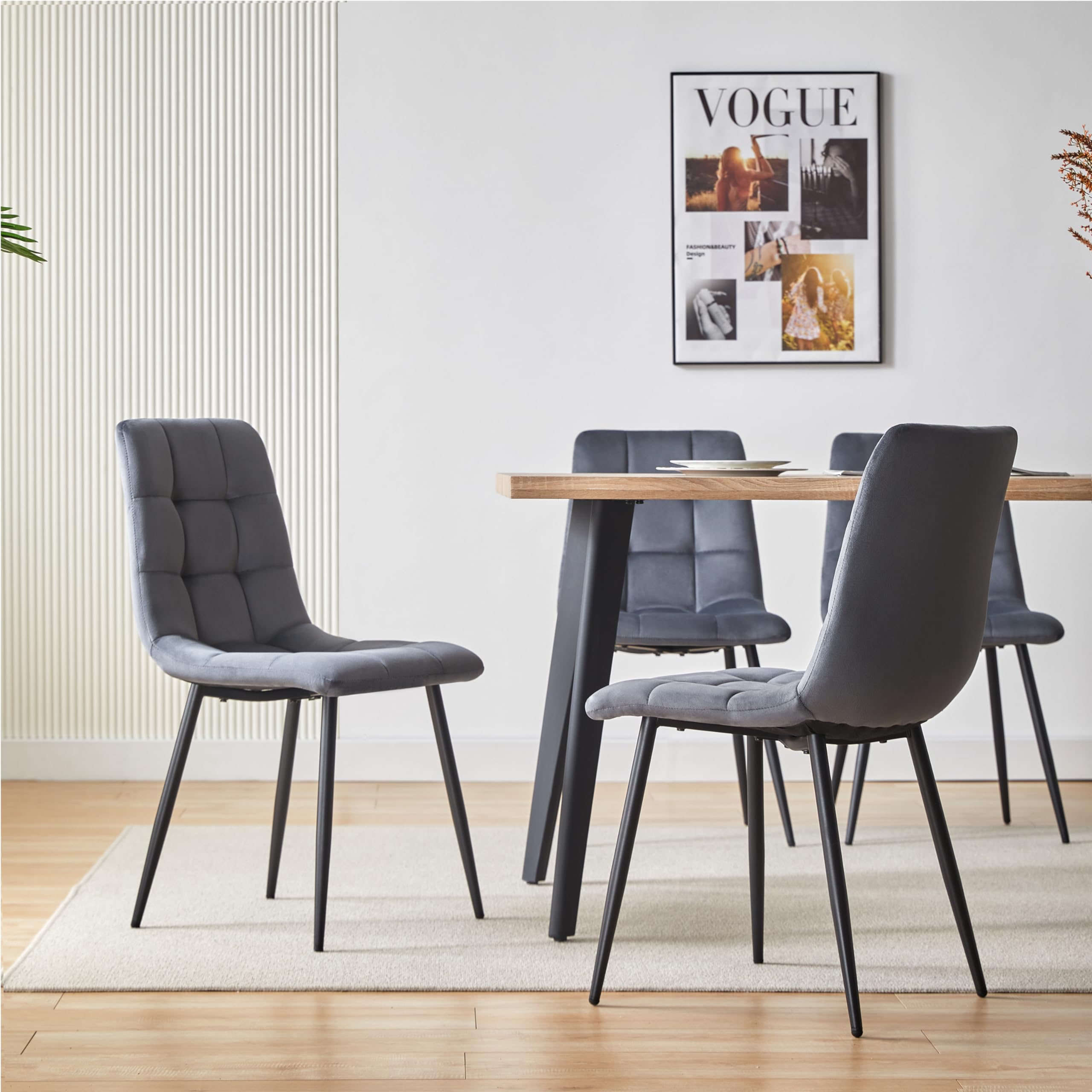 Deuline Esszimmerstühle Essstühle Samtbezug Polsterstuhl Esszimmer Stuhl Milano 4er-Set GRAU 521252